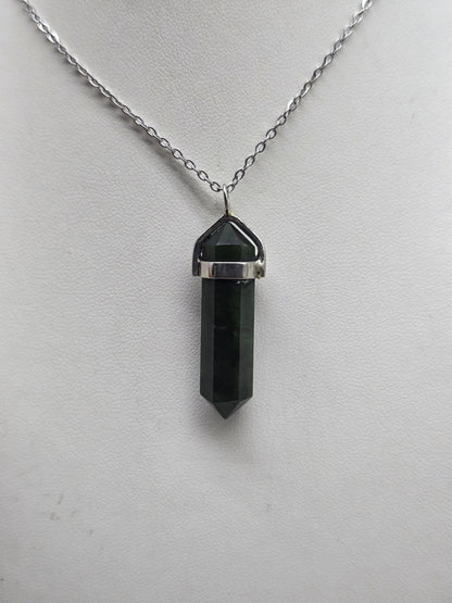 ✨ Nephrite Jade Double-Terminated 925 Sterling Silver Pendant Crystal Wellness