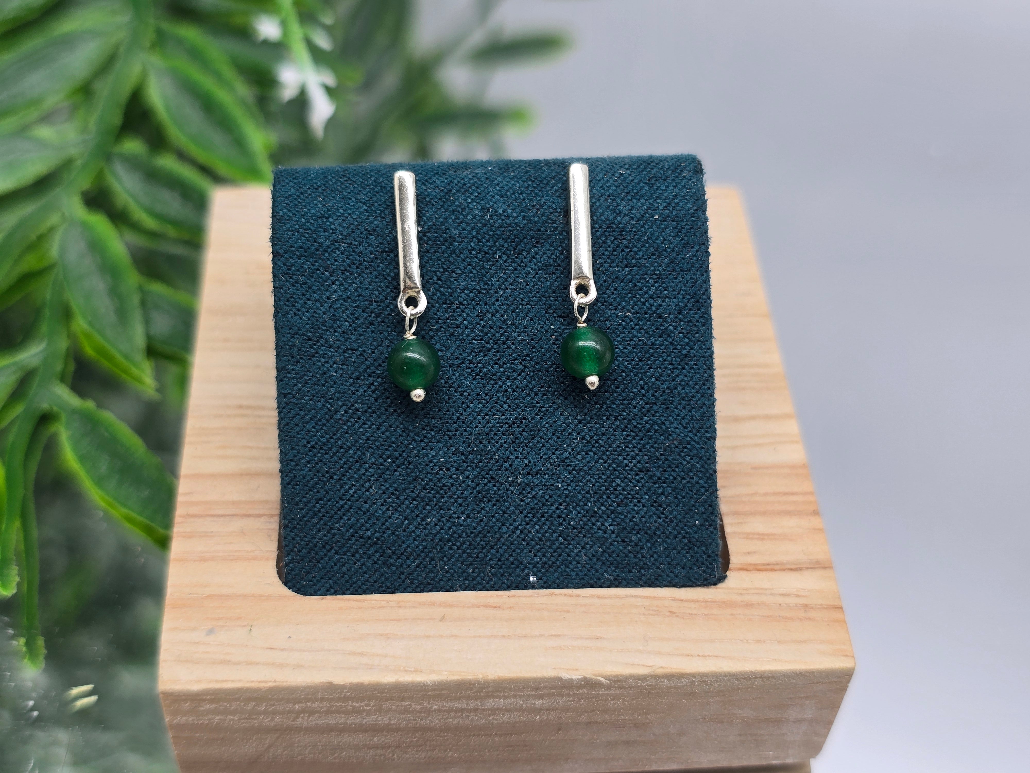 Green Onyx 925 Sterling Silver Stud Earrings – Balance & Inner Strength Crystal Wellness