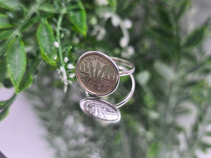 Memorable 1955 Australian Threepence Silver Coin Ring – Size 9 Crystal Wellness