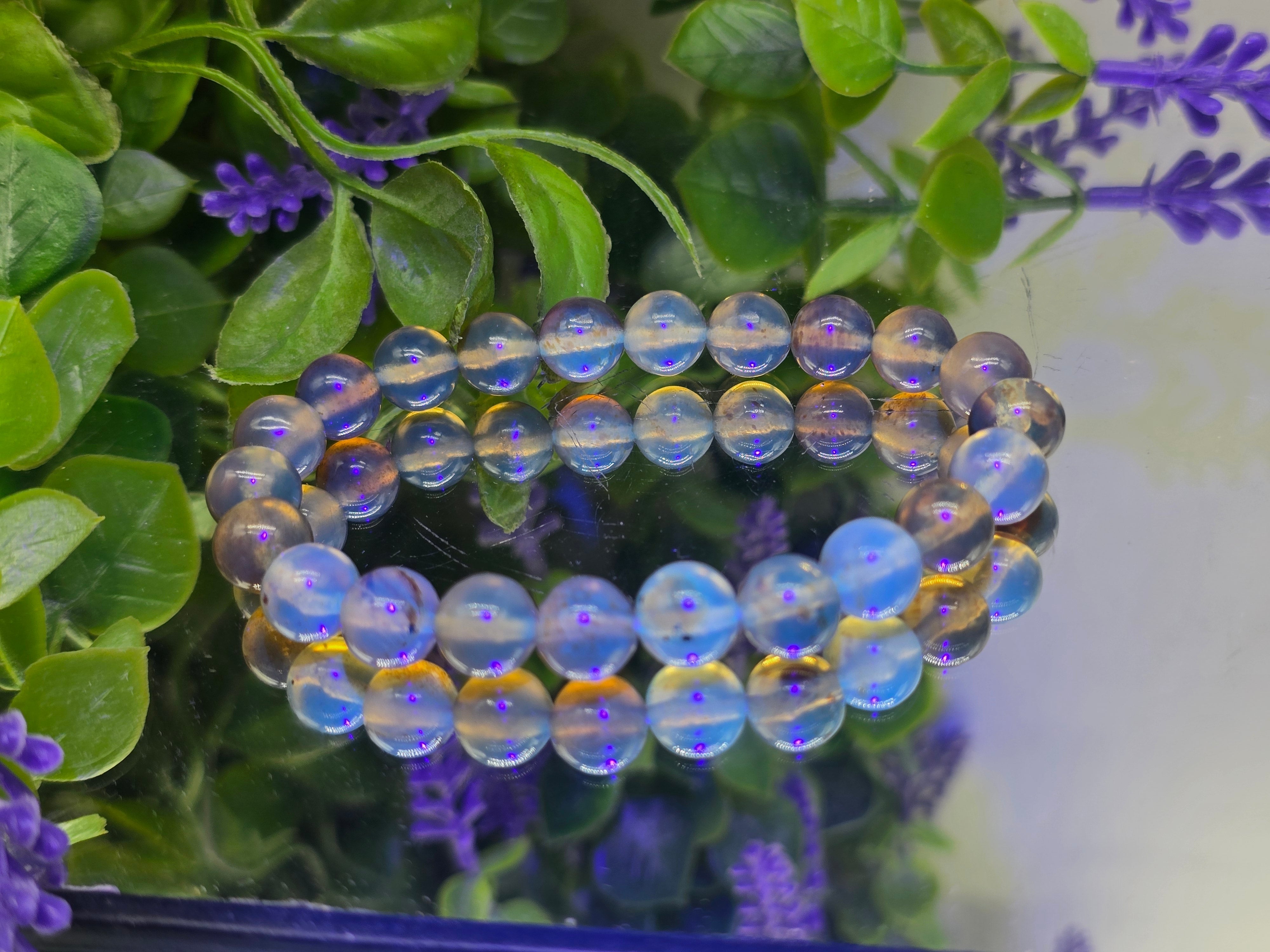 Blue Amber 6mm Beads Bracelet High Grade Crystal Wellness