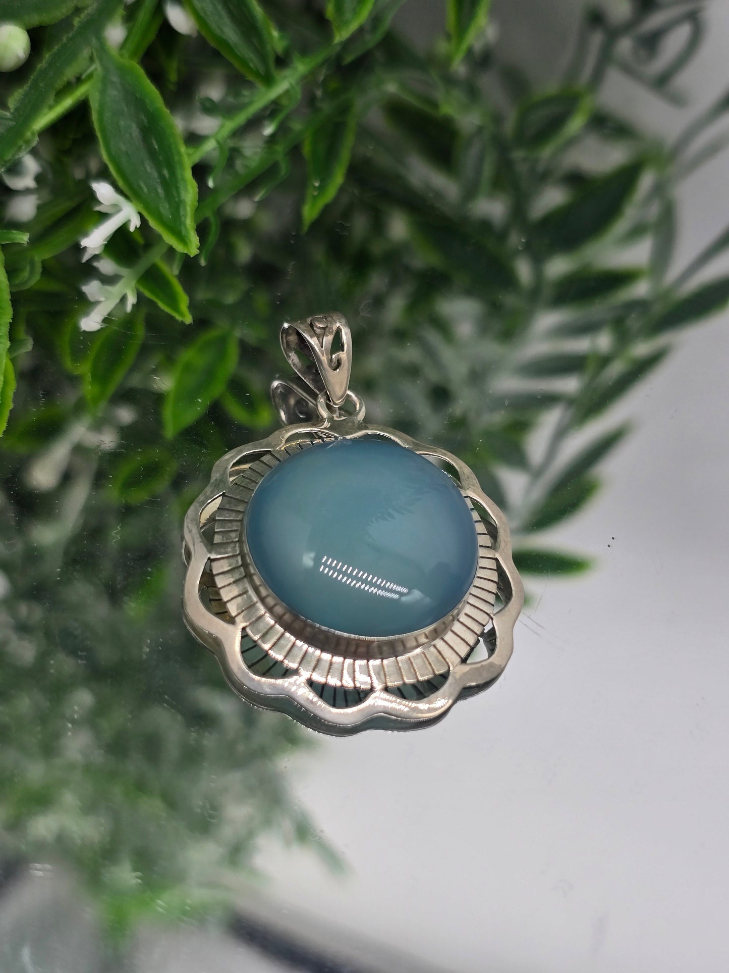 Blue Chalcedony 925 Silver Pendant – Harmony, Calm & Gentle Communication Crystal Wellness