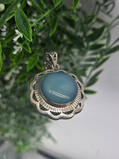 Blue Chalcedony 925 Silver Pendant – Harmony, Calm & Gentle Communication Crystal Wellness