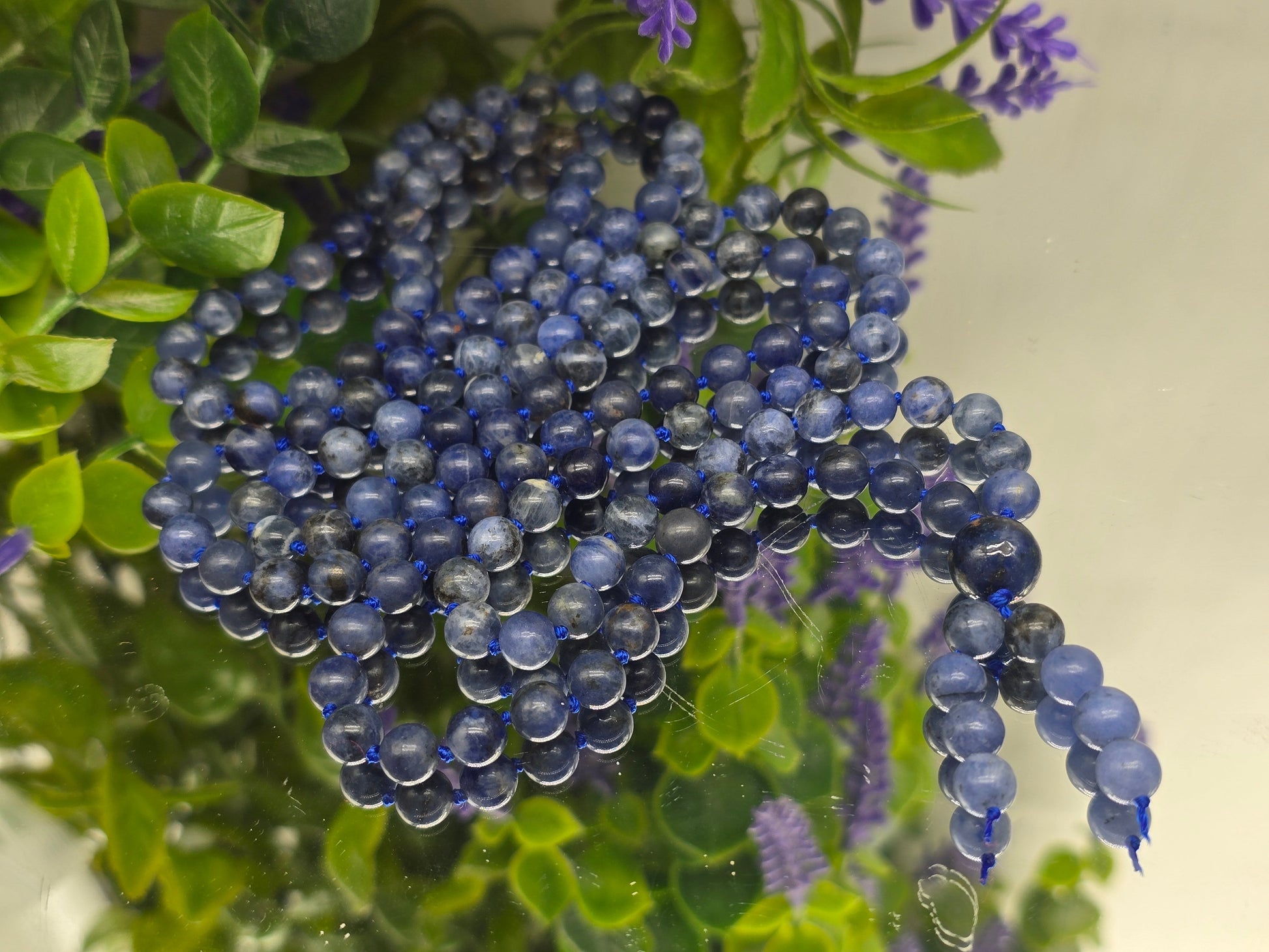 Handcrafted Natural 6mm Knotted Sodalite 108 Mala Beads – Stone of Wisdom, Truth & Spiritual Insight Crystal Wellness