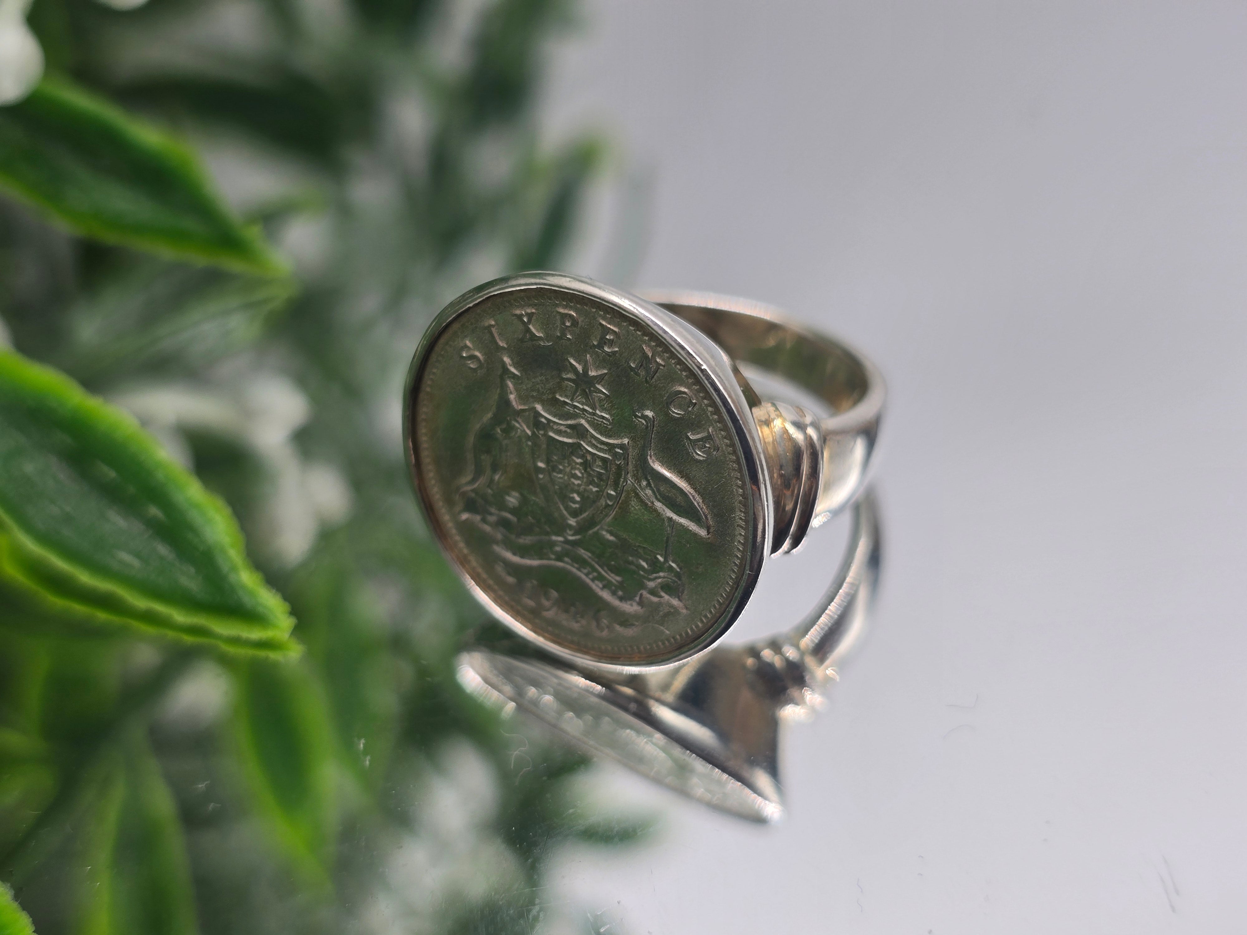 Memorable Australian Six Pence 1946 Silver Ring – Size 5.5 Crystal Wellness
