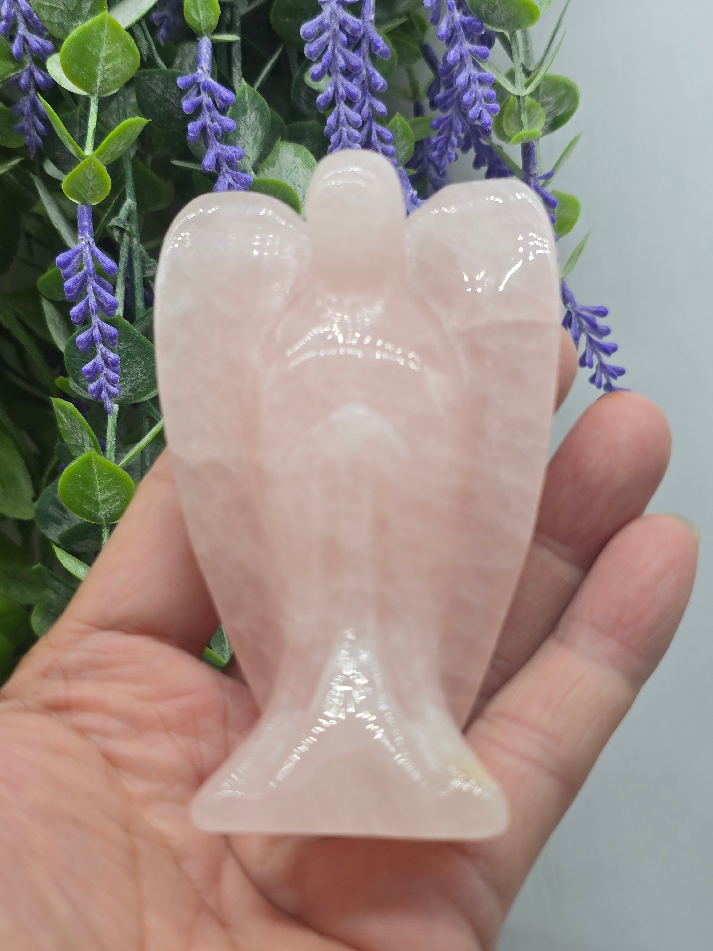 Rose Quartz Angel Carving – Guardian of Unconditional Love & Emotional Healing Crystal Wellness