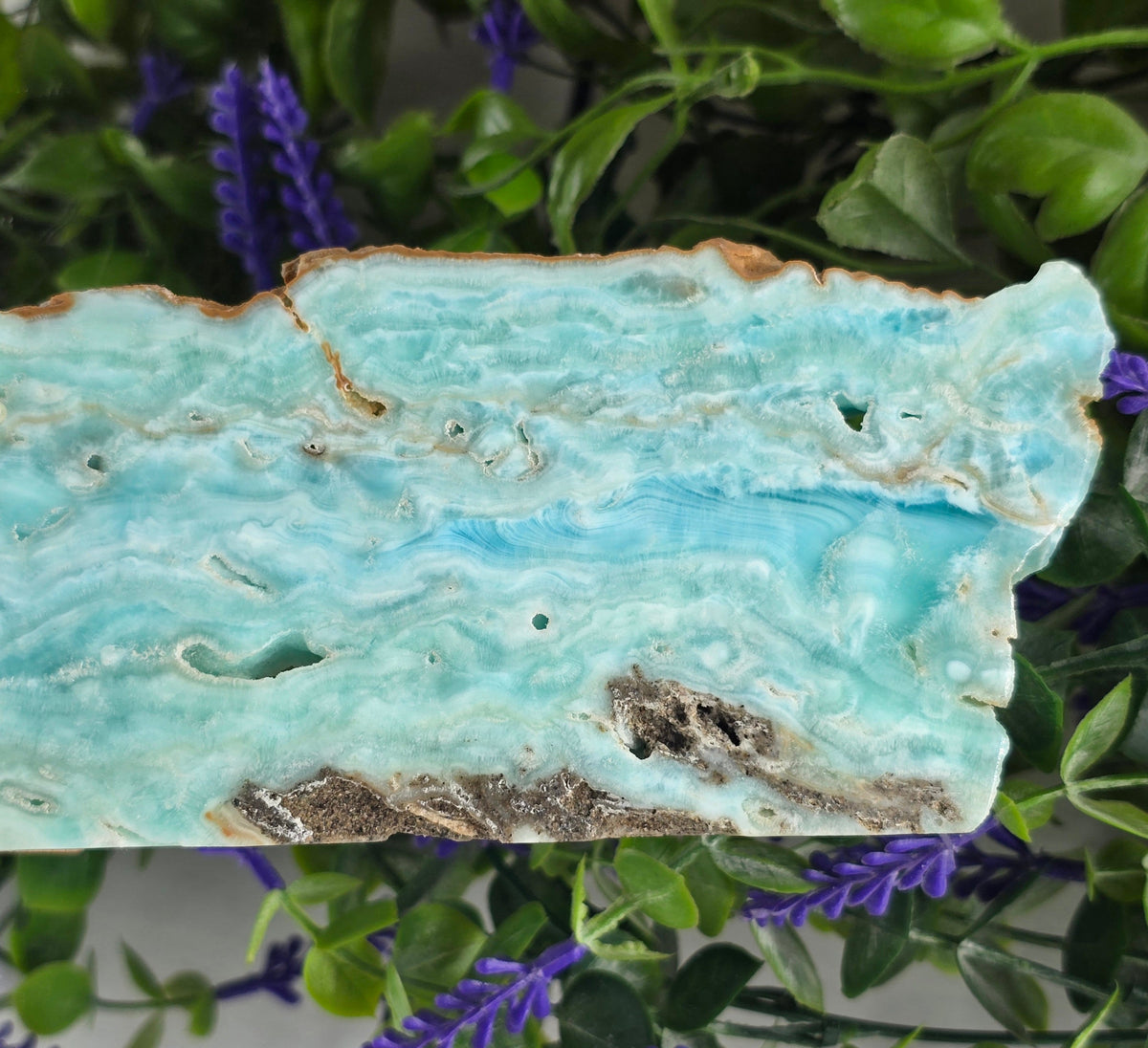 Caribbean Blue Calcite Slab |Stone of Emotional Healing & Calm Communication | 14x7cm Crystal Wellness