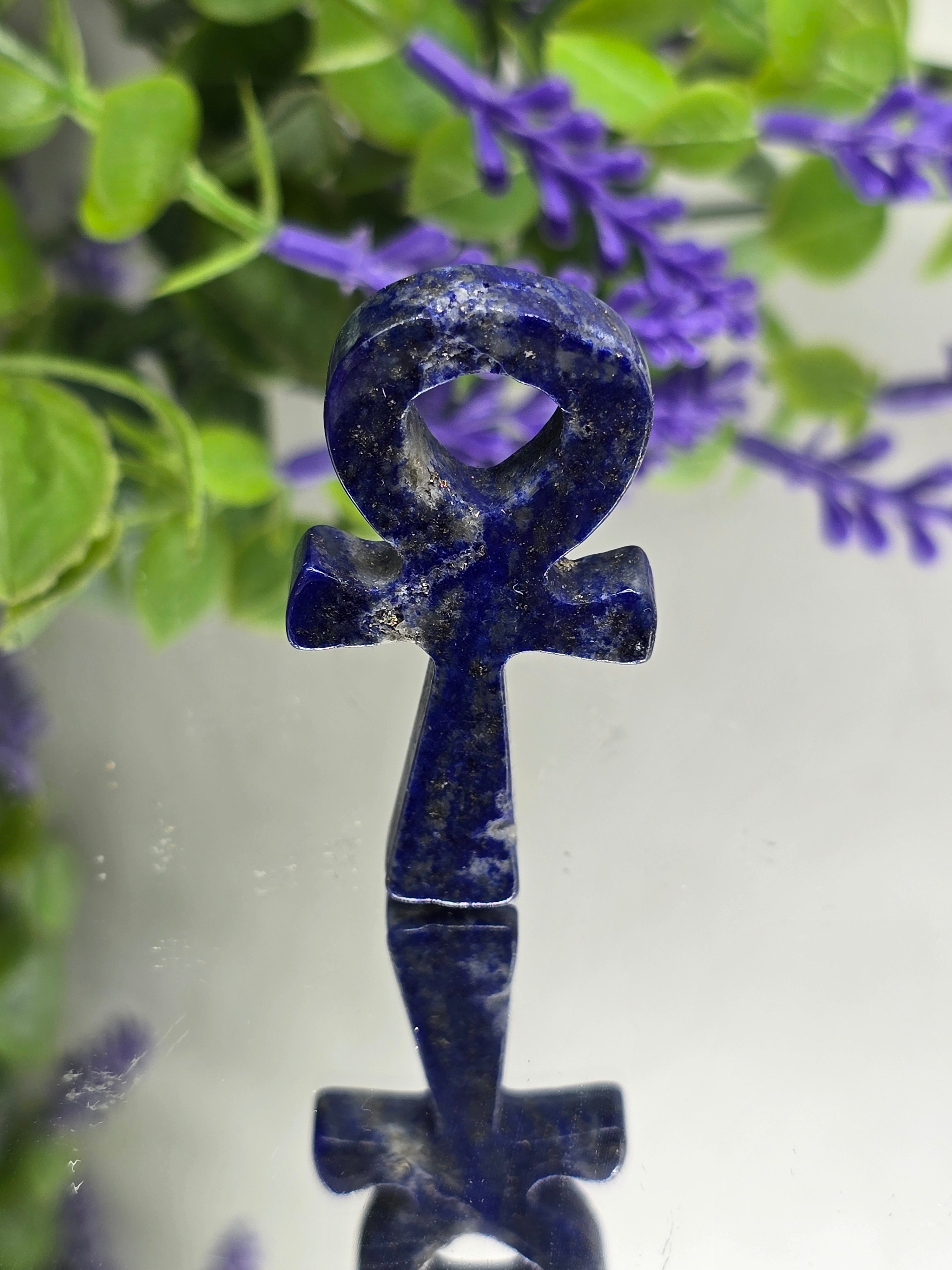 Lapis Lazuli Egyptian Ankh (Stone of Eternal Life, Truth & Divine Wisdom) 5x2.5cm Crystal Wellness