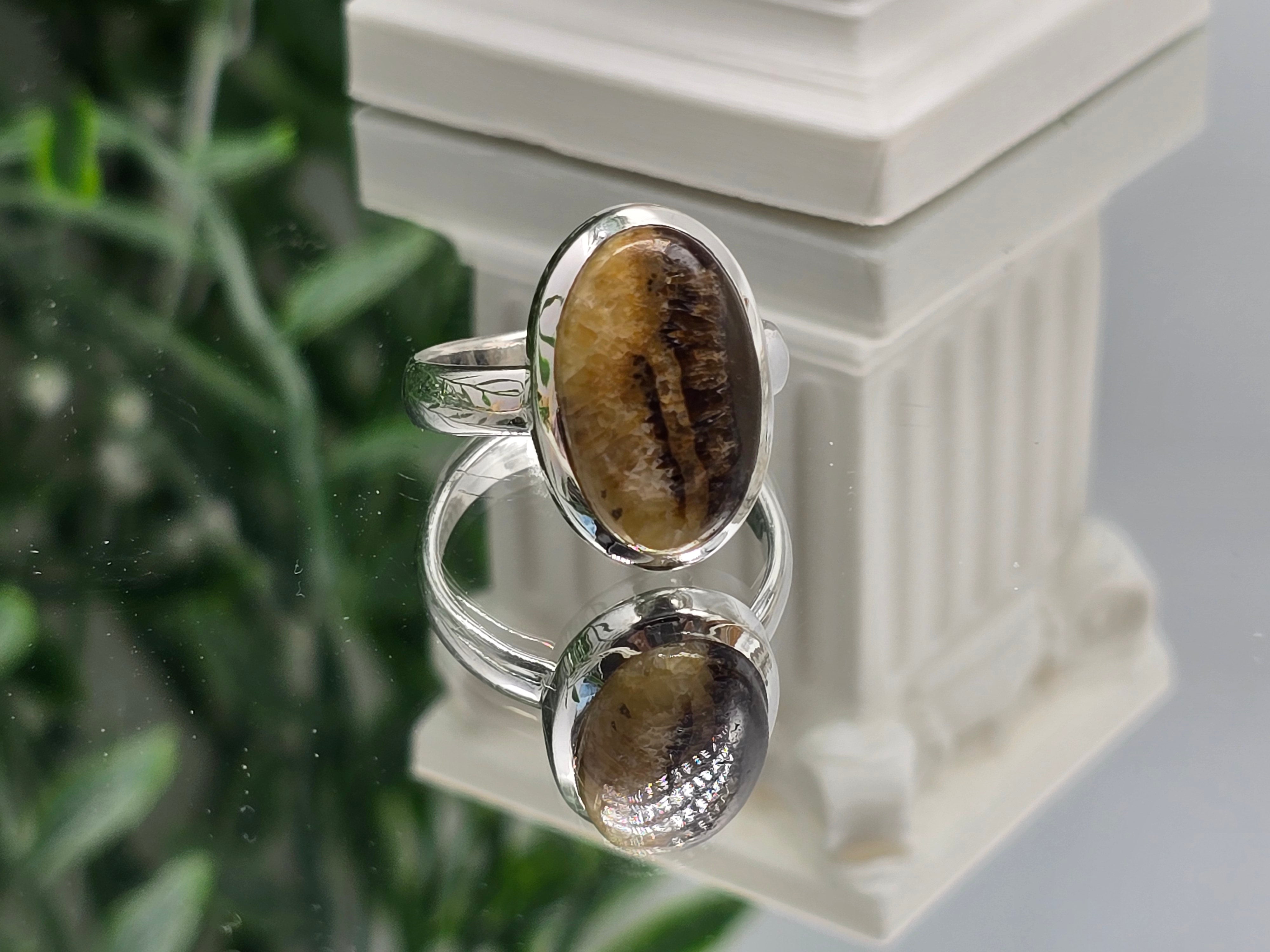 Septarian “Stone of the Dragon” Protection & Grounding Ring – 925 Sterling Silver Crystal Wellness