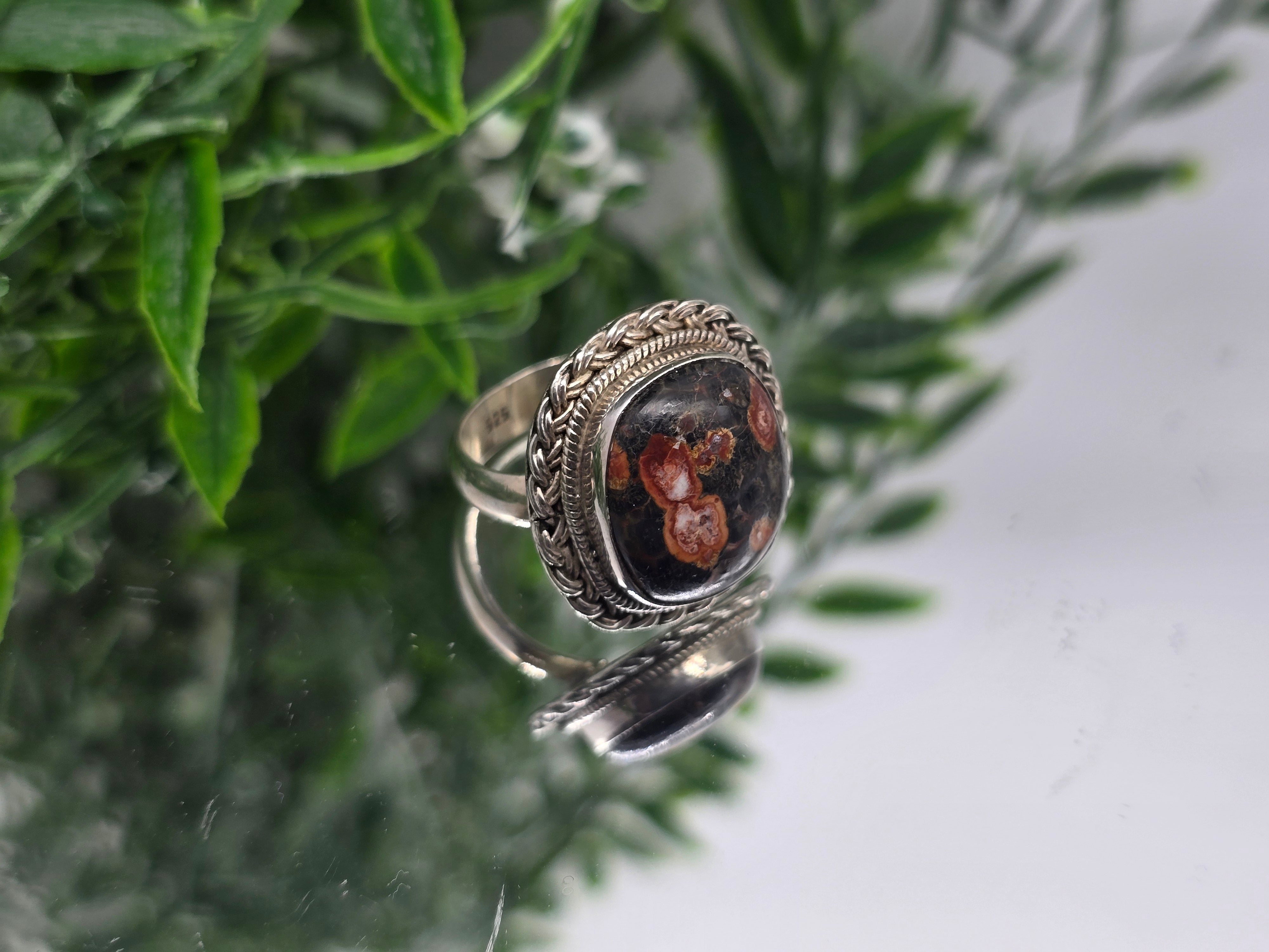 Leopard Jasper Sterling Silver Ring – Size 9 | Stone of Strength, Harmony & Spiritual Grounding Crystal Wellness