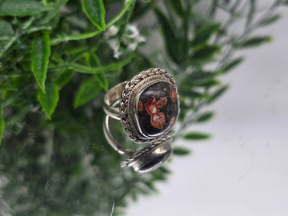 Leopard Jasper Sterling Silver Ring – Size 9 | Stone of Strength, Harmony & Spiritual Grounding Crystal Wellness