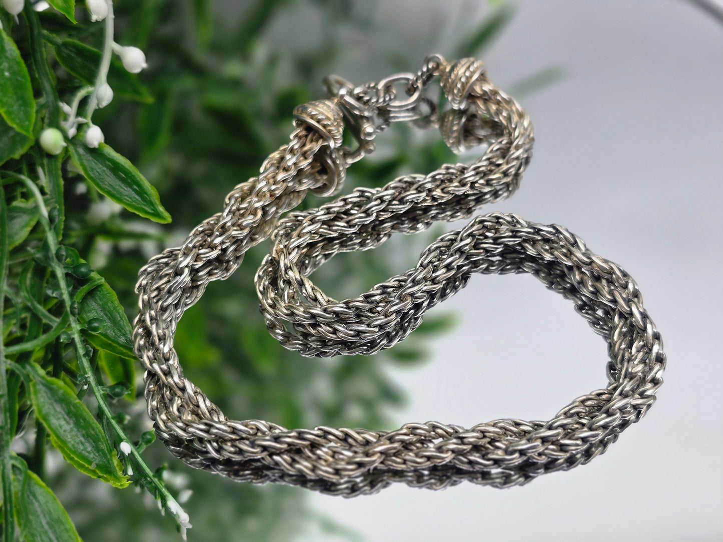 Bold & Timeless 925 Sterling Silver Rope Chain Necklace Crystal Wellness