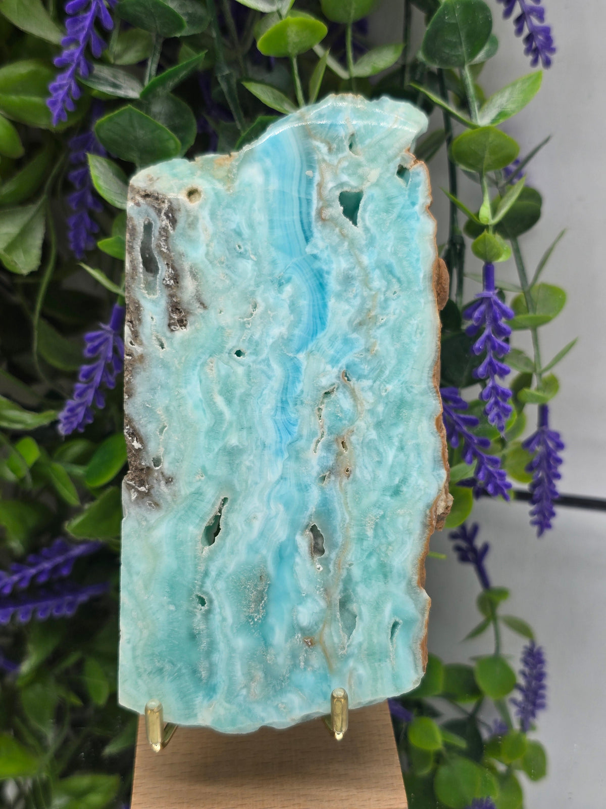 Caribbean Blue Calcite Slab |Stone of Emotional Healing & Calm Communication | 14x7cm Crystal Wellness