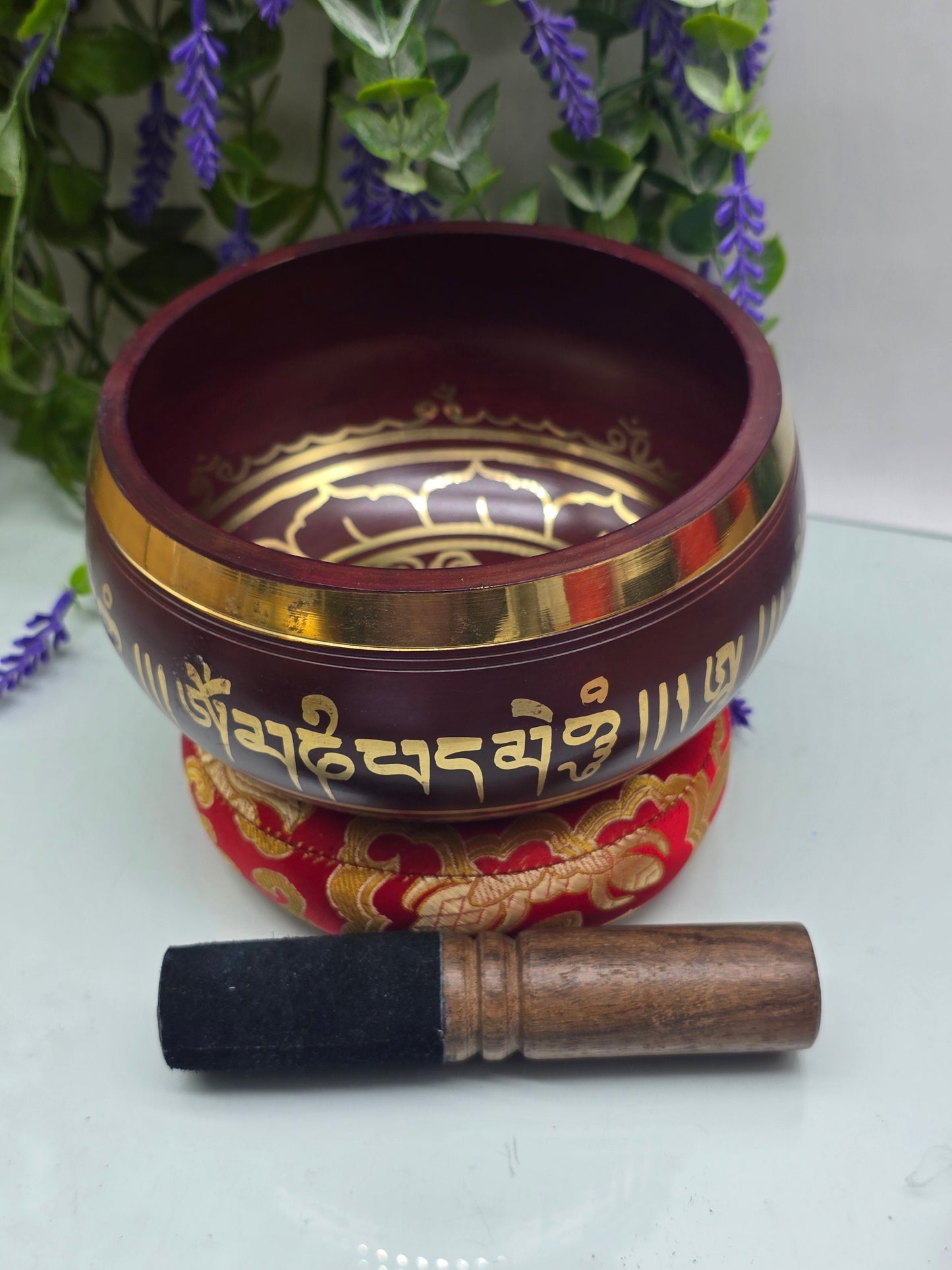 Tibetan Singing Bowl – “Om Mani Padme Hum” | B Note | Crown Chakra | 6 Inch Crystal Wellness