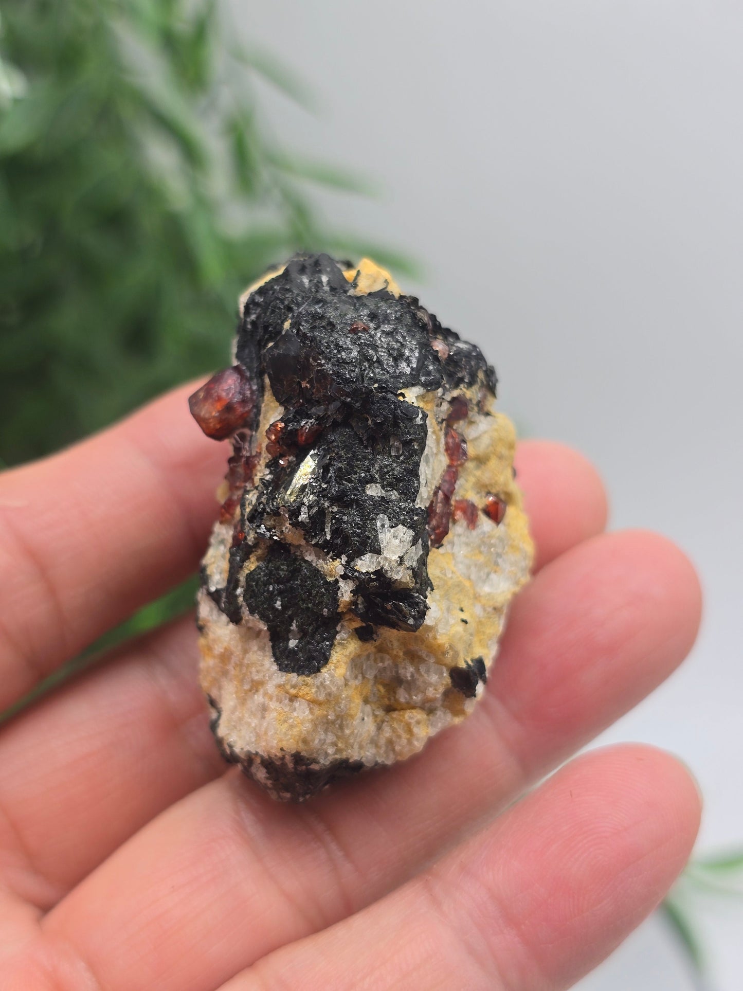 Rare Red Zircon Crystals in Feldspar & Quartz Matrix with Biotite 53x44x33mm 82g Crystal Wellness