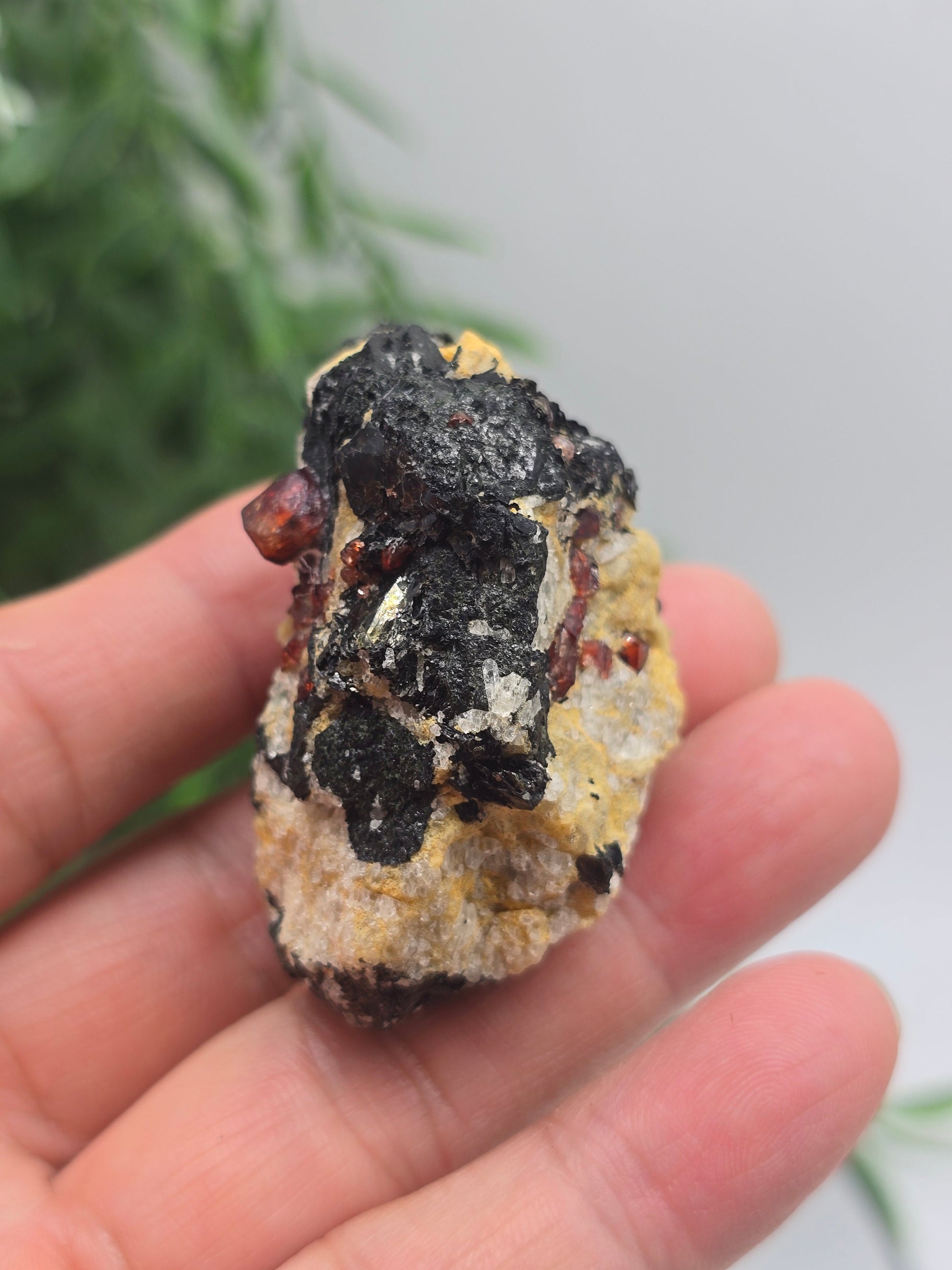 Rare Red Zircon Crystals in Feldspar & Quartz Matrix with Biotite 53x44x33mm 82g Crystal Wellness
