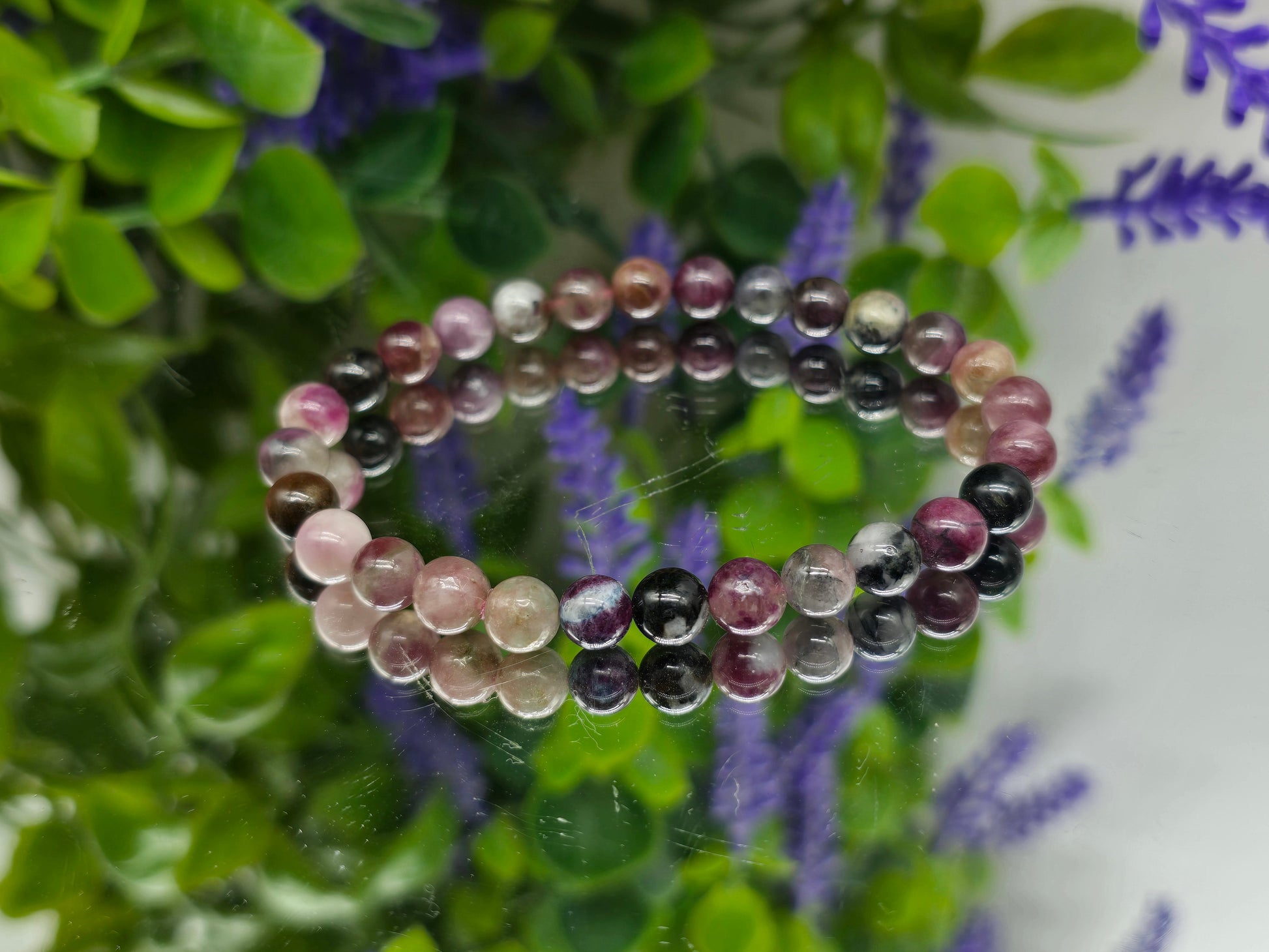 Watermelon Tourmaline Beads Bracelet Crystal Wellness