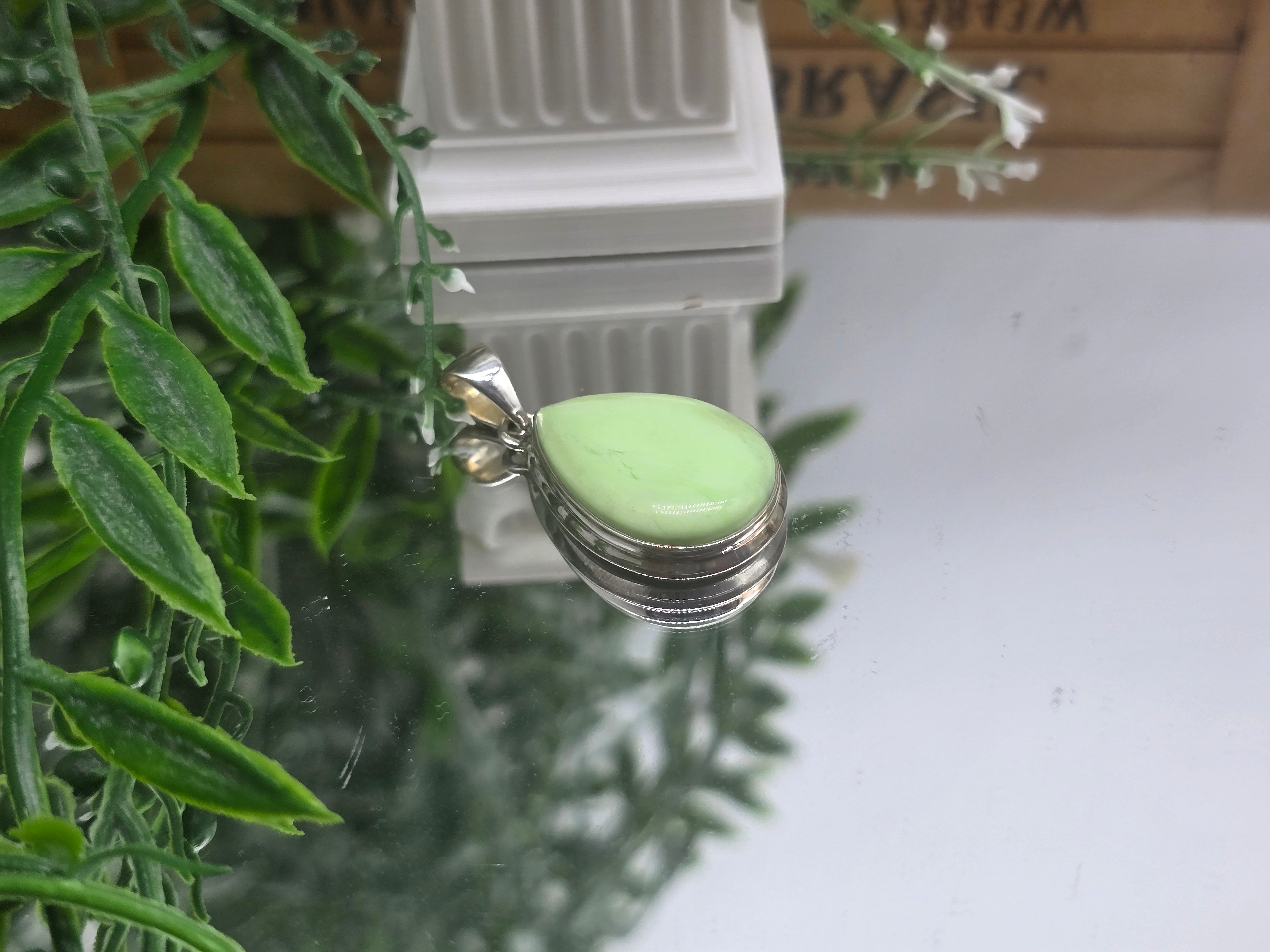 Lemon Chrysoprase 925 Sterling Silver Pendant – Joy, Renewal & Positivity Crystal Crystal Wellness