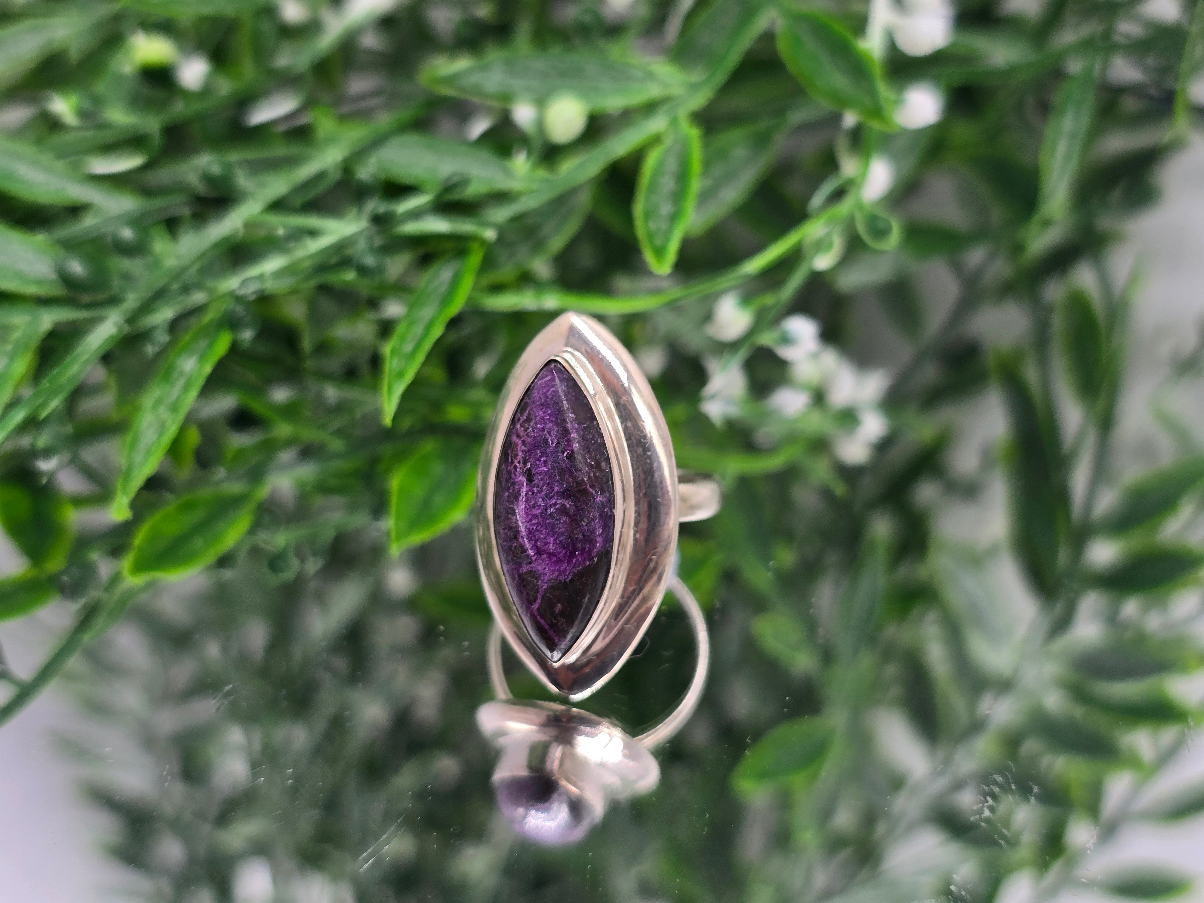 Purpurite Sterling Silver Ring – Size 9 | Stone of Spiritual Awakening & Divine Expression Crystal Wellness