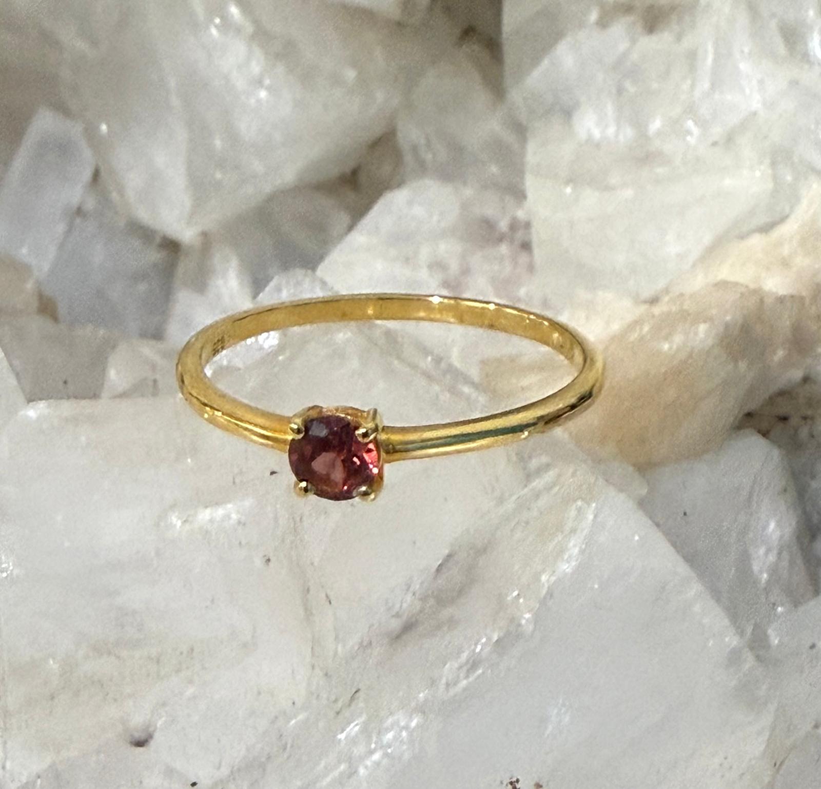 Garnet 18ct Gold Vermeil Ring Size 8.5 (Stone of Passion & Grounded Strength) Crystal Wellness