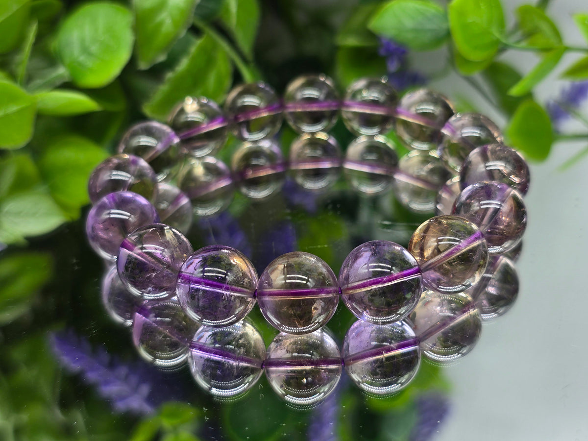 Ametrine 12mm Beads Bracelet | Stone of Balance, Abundance & Spiritual Clarity Crystal Wellness