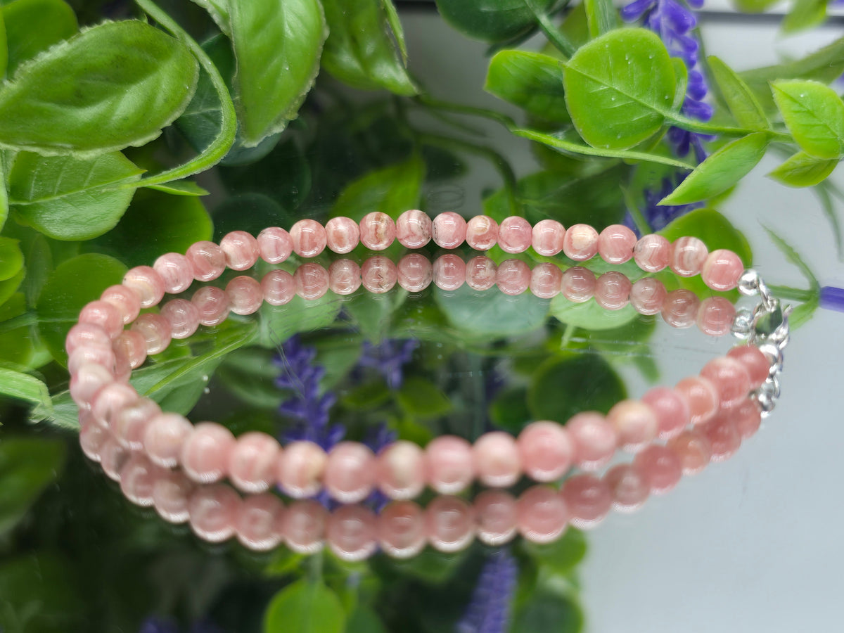 High-Grade Rhodochrosite 3mm Bead Bracelet – Stone of Compassion & Emotional Renewal Crystal Wellness