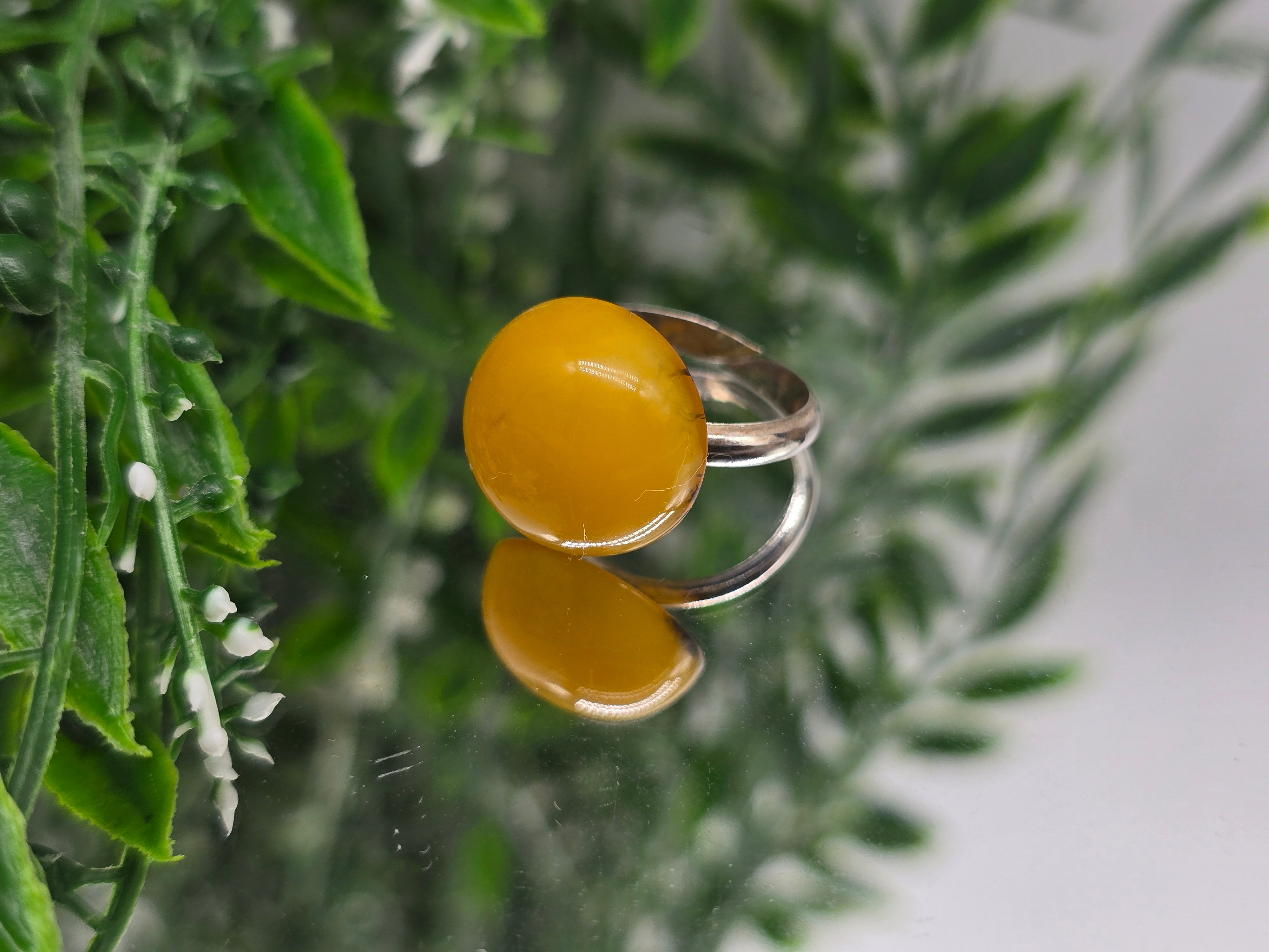 Natural Butterscotch Amber Ring Size 5 – Stone of Warmth, Balance & Emotional Harmony Crystal Wellness