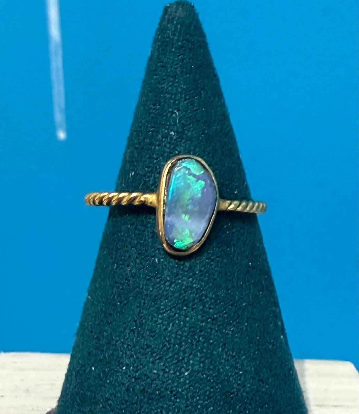 Ethereal Australian Opal 22 Carat Gold Ring Crystal Wellness