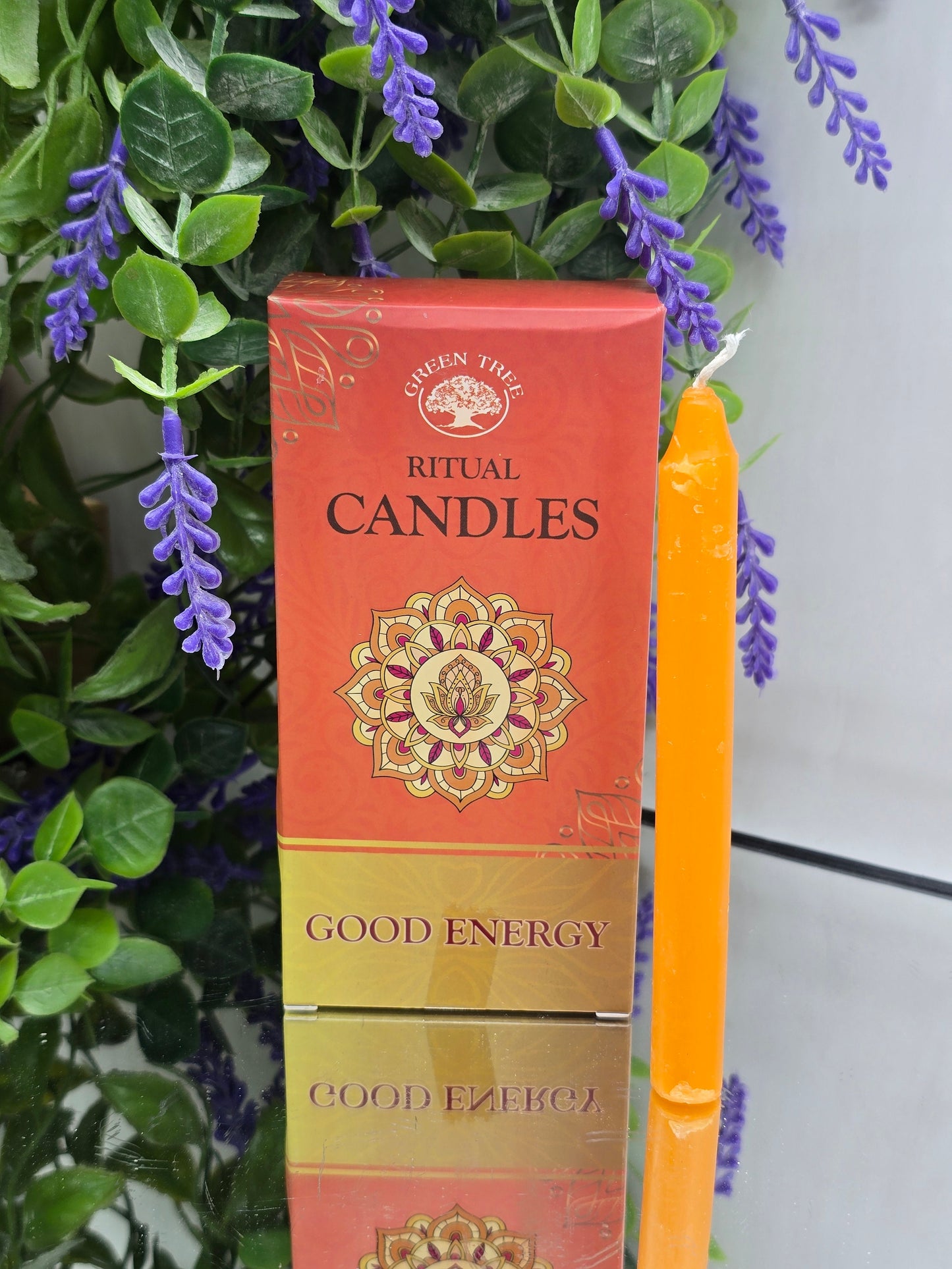 Green Tree Ritual Candles – Good Energy (10 Pack) Crystal Wellness
