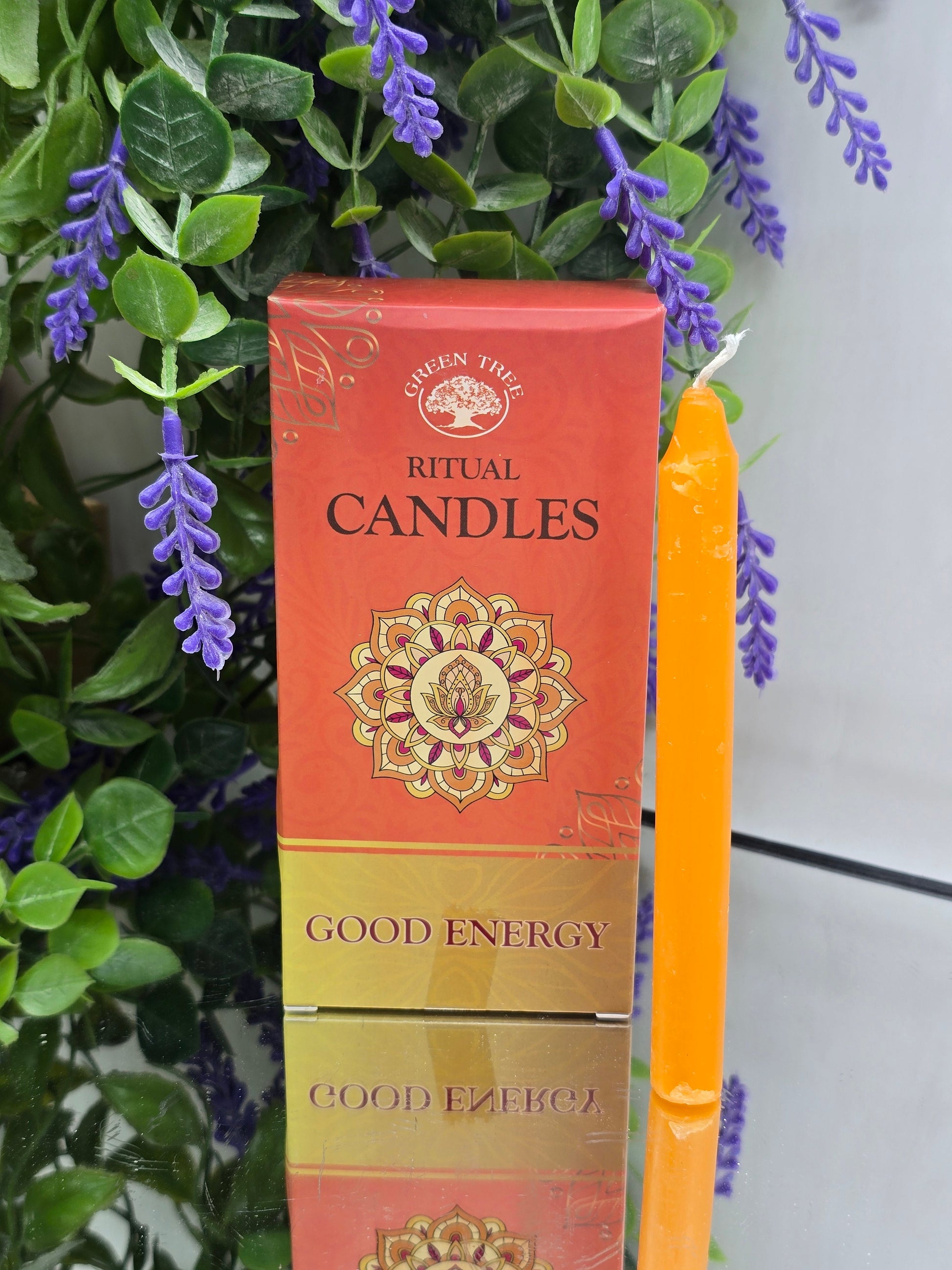 Green Tree Ritual Candles – Good Energy (10 Pack) Crystal Wellness