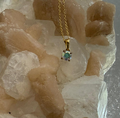 Celestial Prism — Mercury Mystic Topaz Round Pendant in 18K Gold Vermeil Crystal Wellness