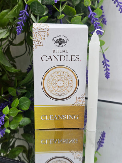 Green Tree Ritual Candles - Cleansing - Purify, Renew & Clear Negative Energy (10 pack) Crystal Wellness