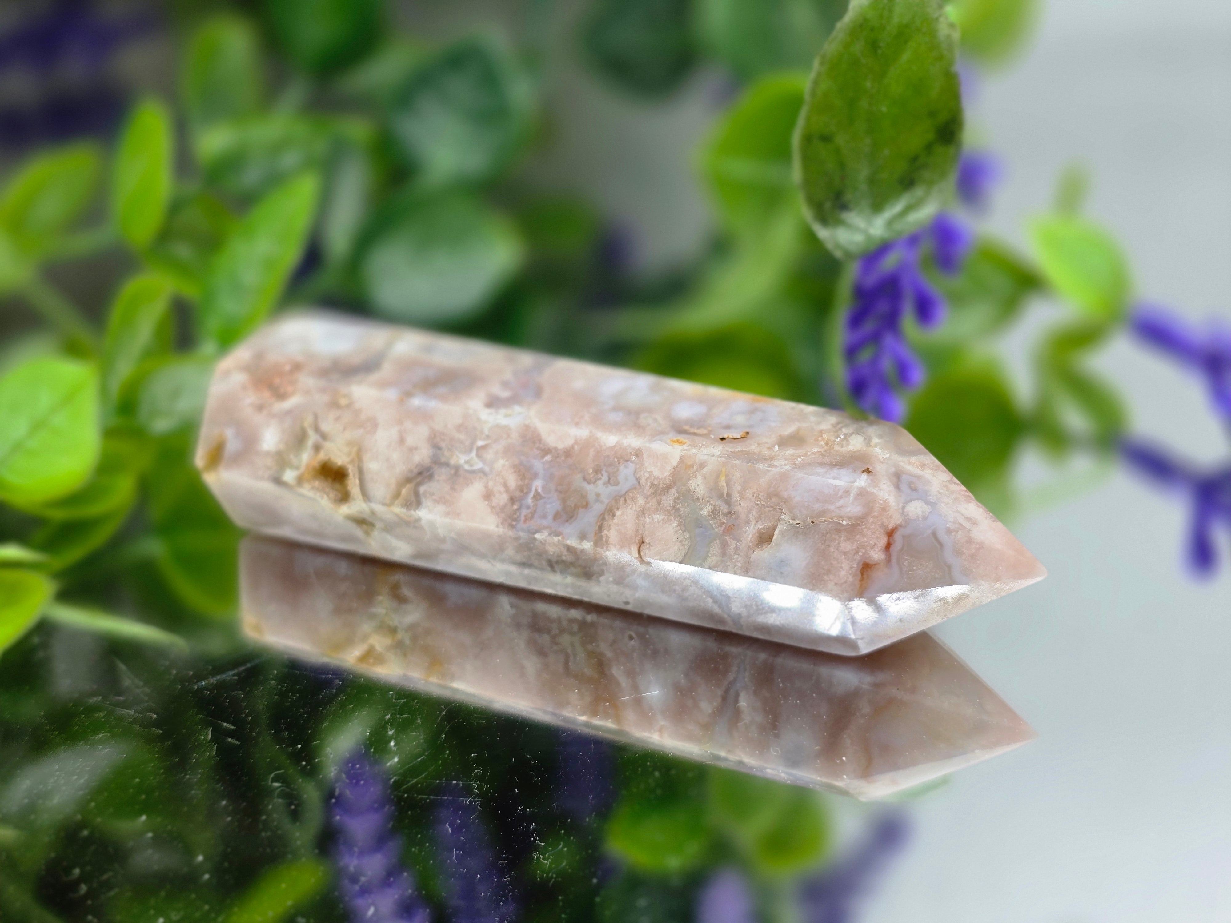 Flower Agate Point - p Stone of Personal Growth, Self-Love & Feminine Empowerment Crystal Wellness