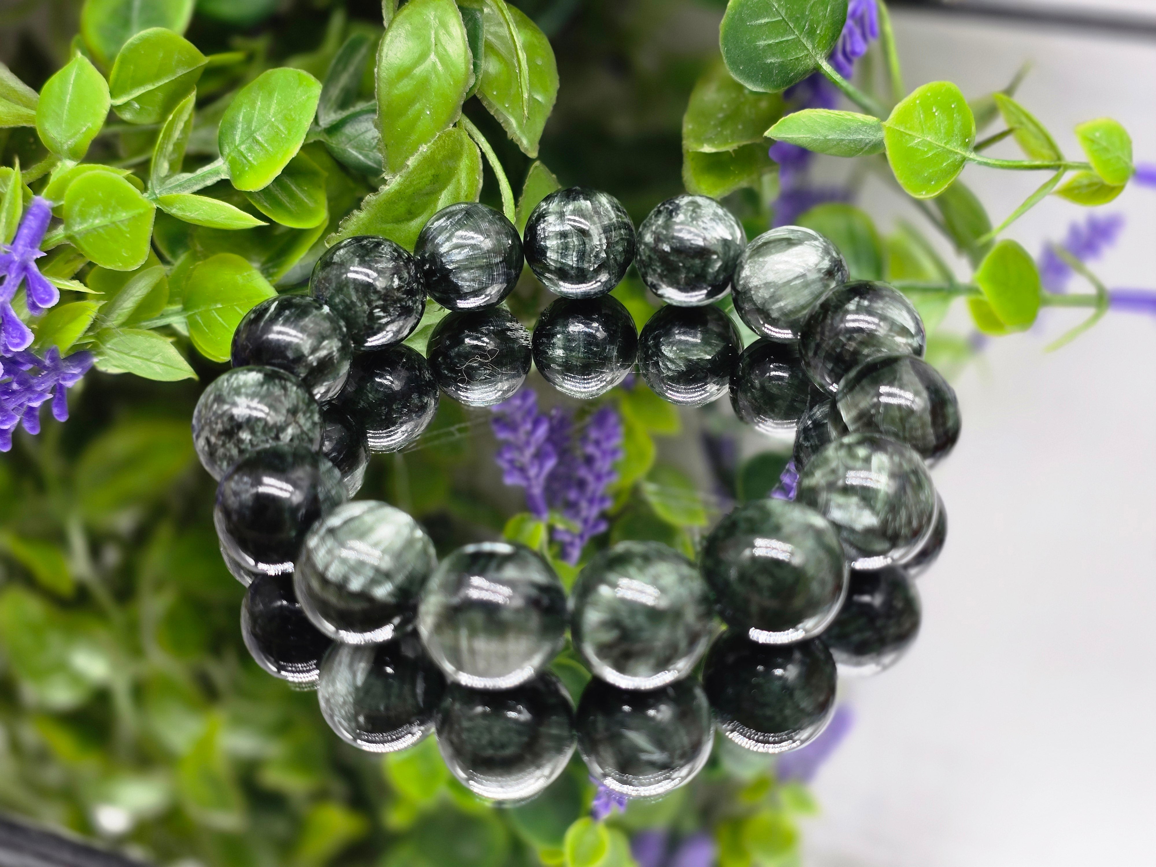 Seraphinite 16mm Beads Bracelet | Divine Healing, Angelic Connection & Spiritual Awakening Crystal Wellness