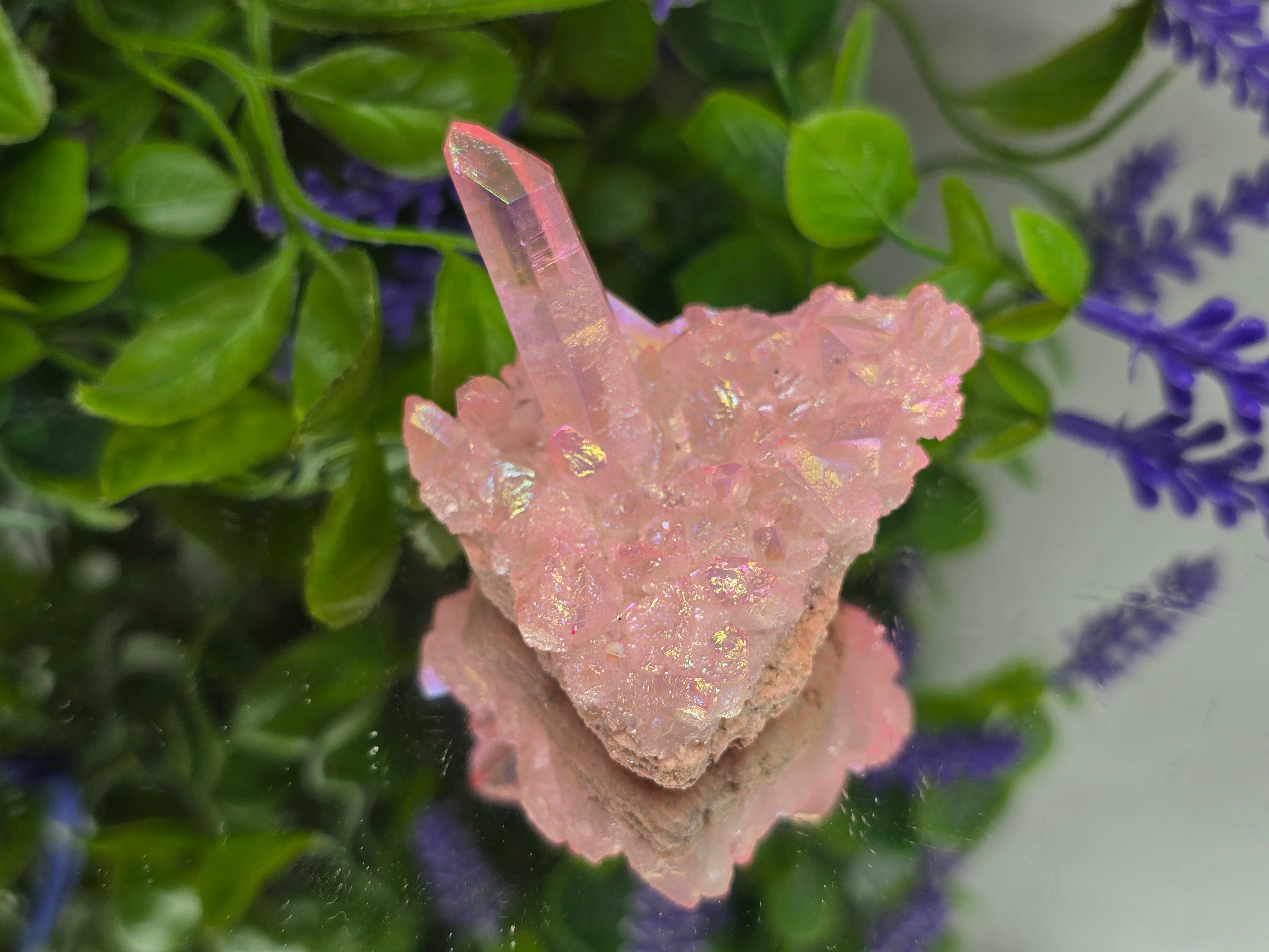 🌸 Rose Aura Quartz Cluster — Stone of Love, Emotional Healing & Divine Connection Crystal Wellness