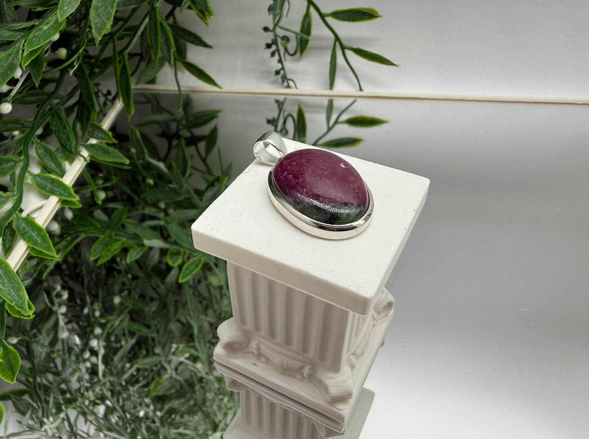 Ruby Zoisite 925 Sterling Silver Pendant Crystal Wellness