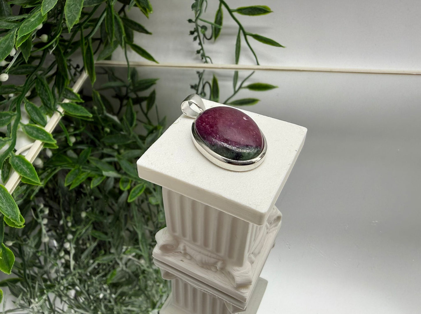 Ruby Zoisite 925 Sterling Silver Pendant Crystal Wellness