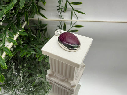 Ruby Zoisite 925 Sterling Silver Pendant Crystal Wellness
