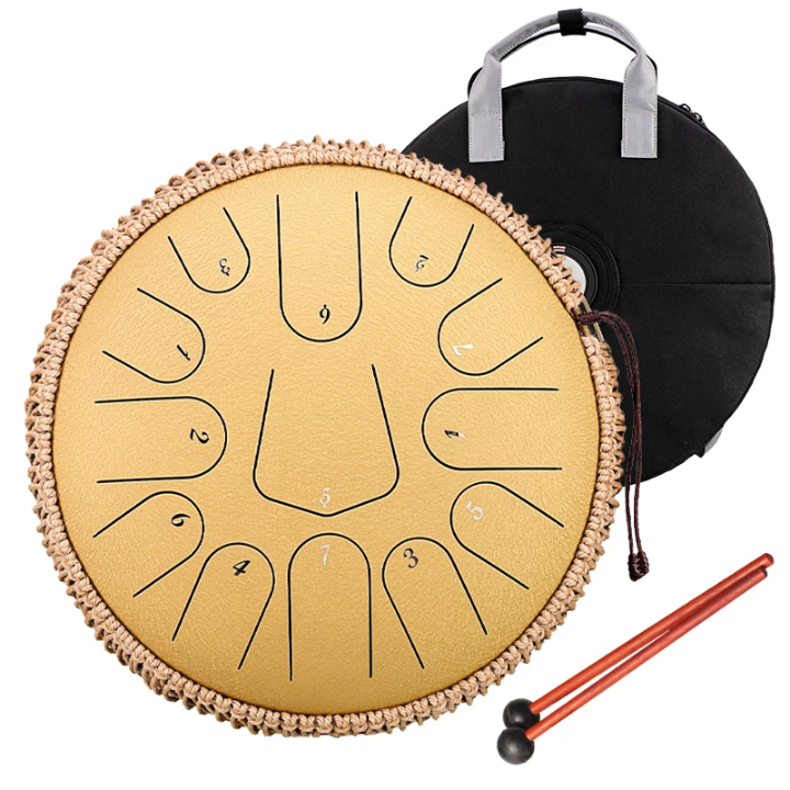 Premium 38cm Steel Tongue Drum – Lotus Design | 432Hz Meditation Tank Drum for Sound Healing, Yoga & Mindfulness Crystal Wellness