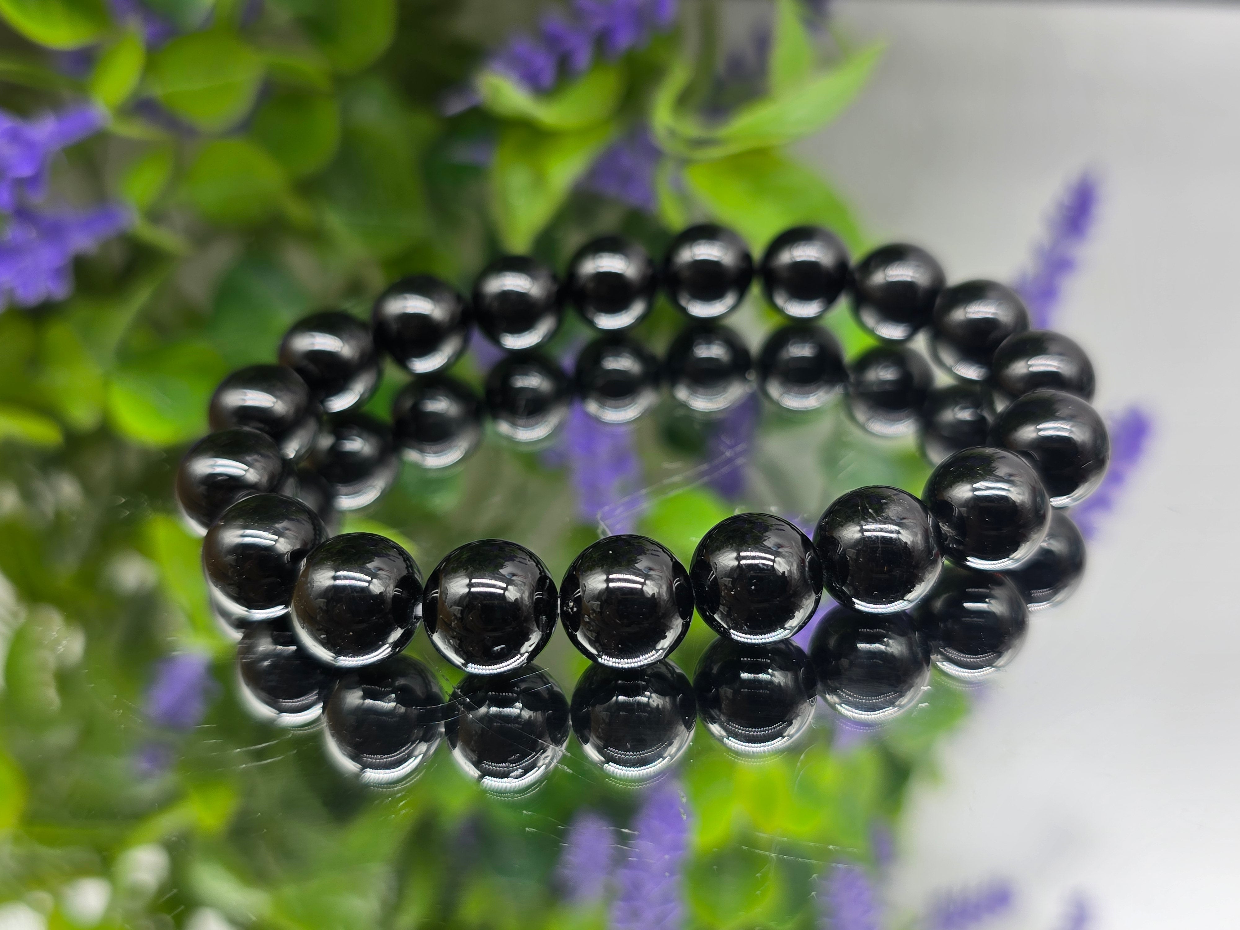 Black Tourmaline Beads Bracelet Crystal Wellness