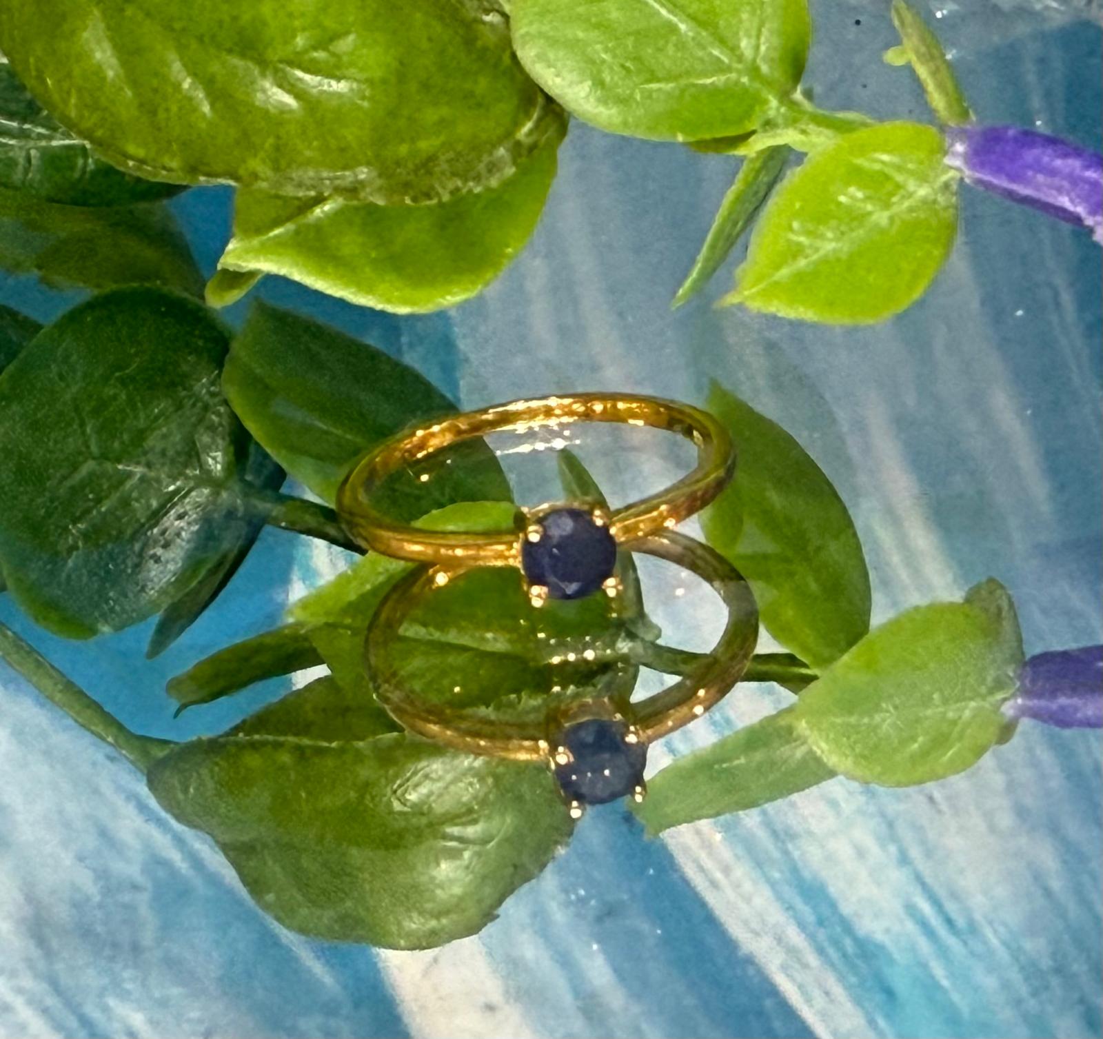 Blue Sapphire Round 18ct Gold Vermeil Ring Size 5 (Stone of Wisdom & Divine Protection) Crystal Wellness