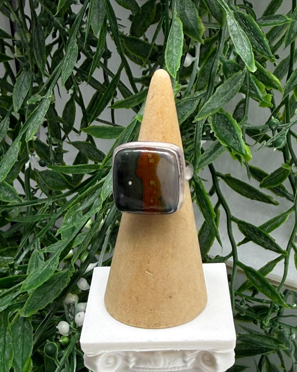 Bloodstone Vital Force Ring – 925 Sterling Silver (Size 5.5) Crystal Wellness