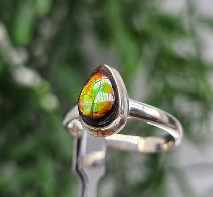🌈 Canadian Ammolite 925 Sterling Silver Ring – Size 10 | Stone of Transformation, Prosperity & Ancient Earth Energy Crystal Wellness