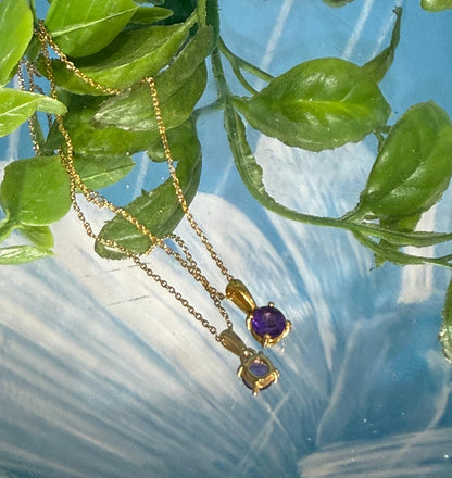Amethyst Radiance Round Pendant in 18ct Gold Vermeil Crystal Wellness