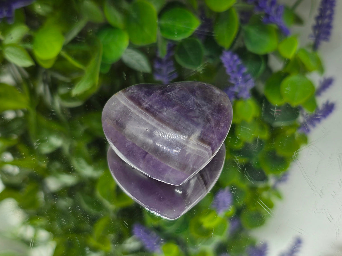 Chevron Amethyst Heart | Stone of Spiritual Wisdom, Inner Peace & Higher Awareness Crystal Wellness