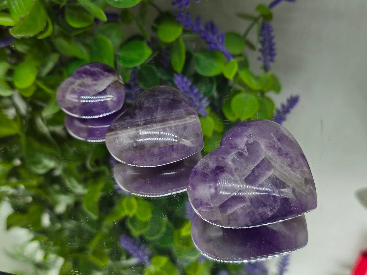 Chevron Amethyst Heart | Stone of Spiritual Wisdom, Inner Peace & Higher Awareness Crystal Wellness