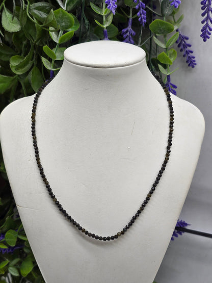 Gold Sheen Obsidian Necklace | 45cm | Stone of Personal Power, Higher Will & Manifestation Crystal Wellness