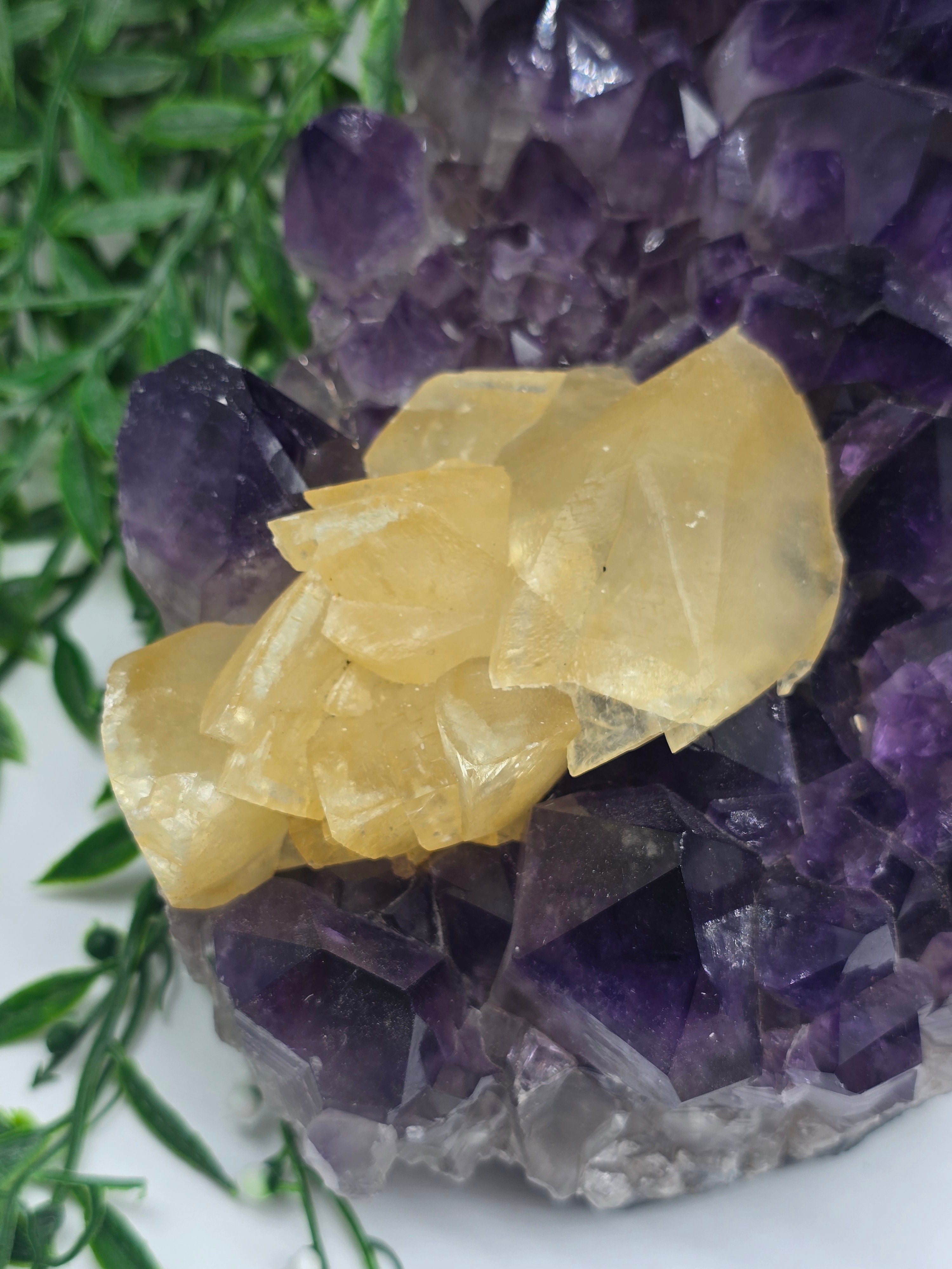 Yellow Calcite & Amethyst Crystal Fusion – Rare 3.5kg Collector’s Gem Crystal Wellness