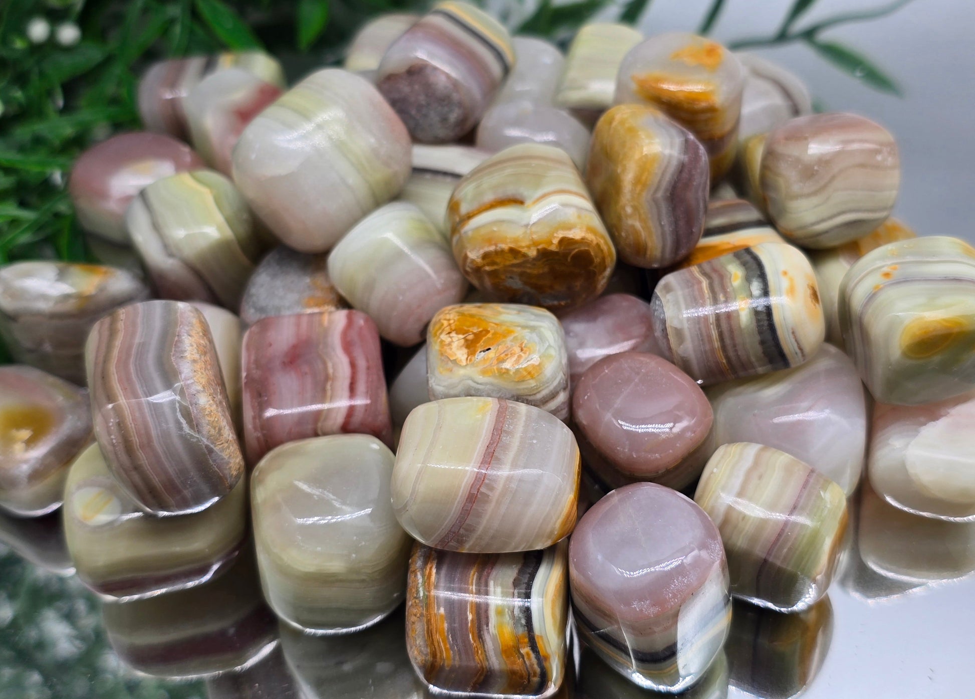 Pink Banded Onyx Tumbled Stone – Stone of Emotional Strength, Self-Love & Grounding Crystal Wellness