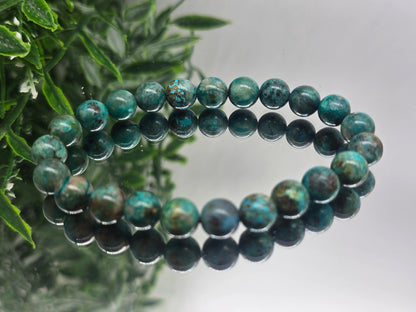 Chrysocolla 8mm Beads Bracelet (Stone of Calm Communication & Emotional Balance)