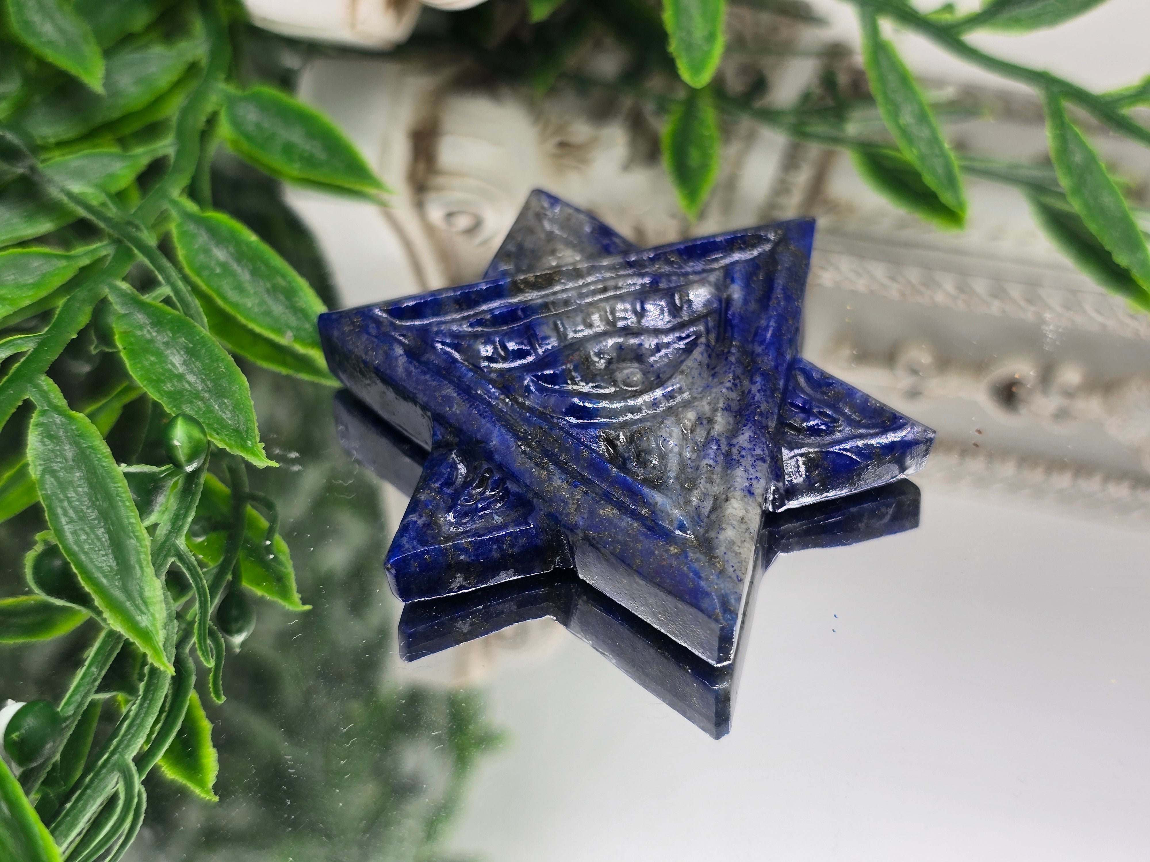 Lapis Lazuli Merkaba Star Carving (Stone of Truth, Inner Vision & Soul Alignment) Crystal Wellness